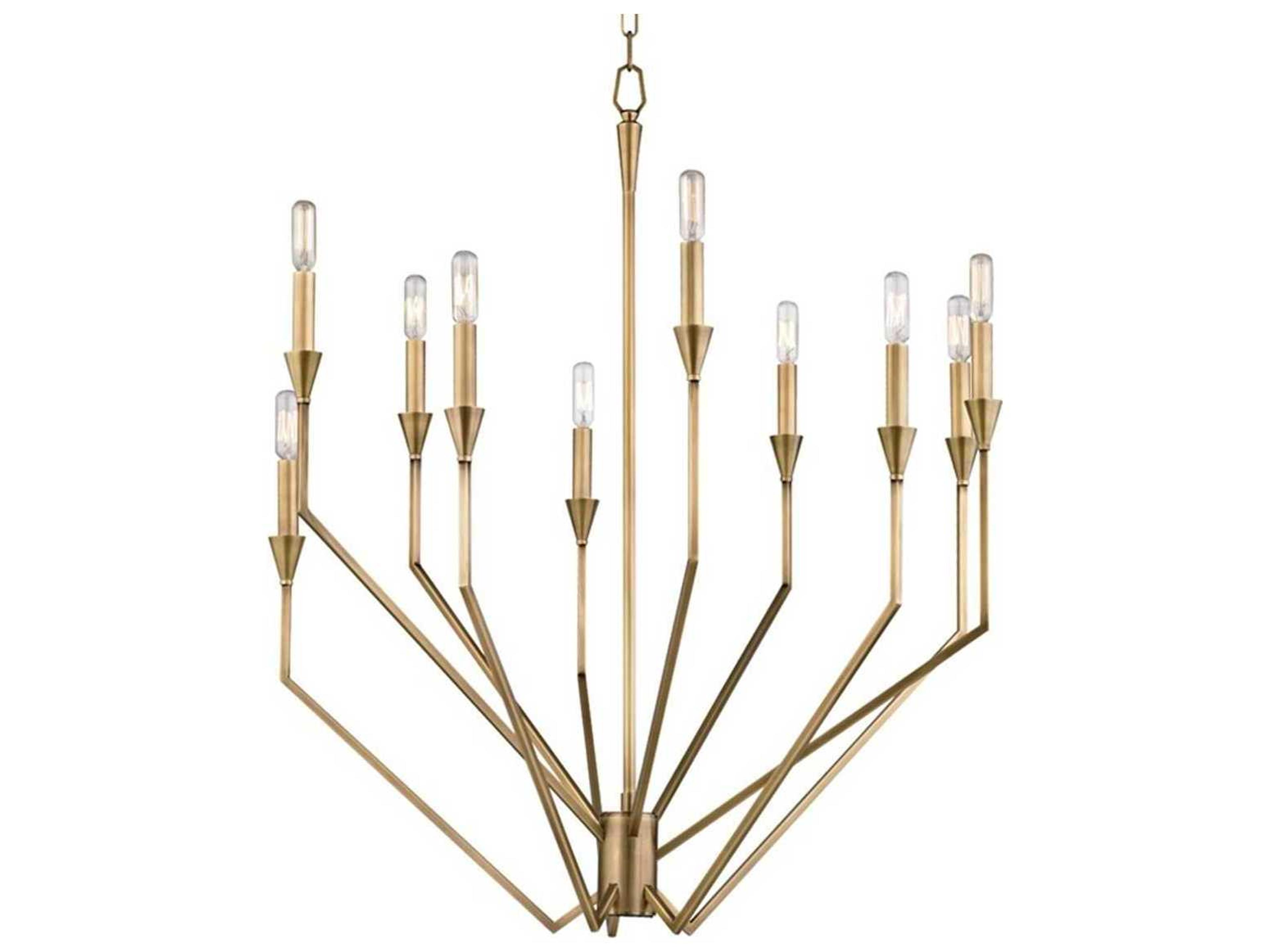 Archie 10-Light Aged Brass Candelabra Chandelier