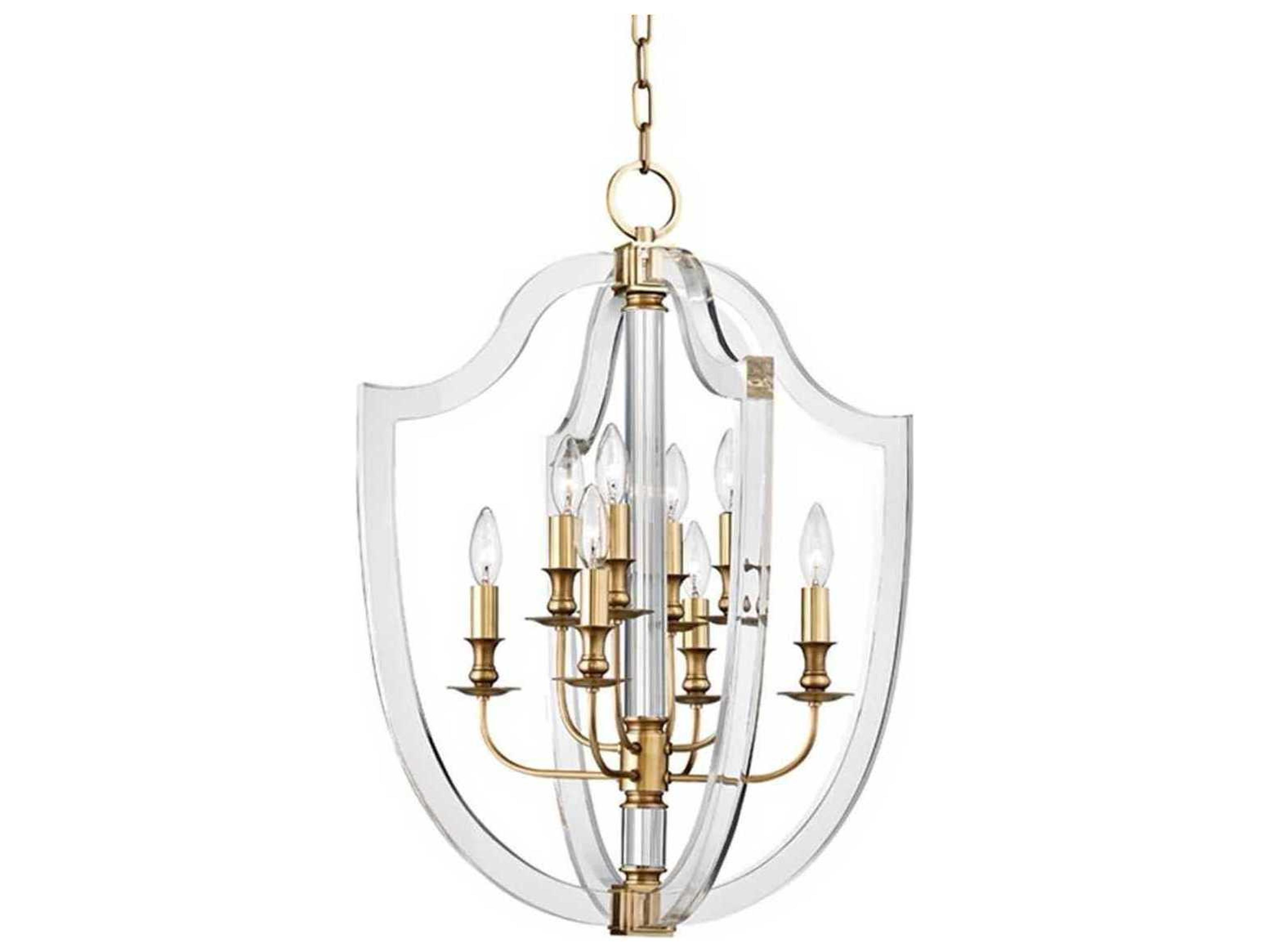 Arietta 8-Light Aged Brass Clear Glass Candelabra Chandelier