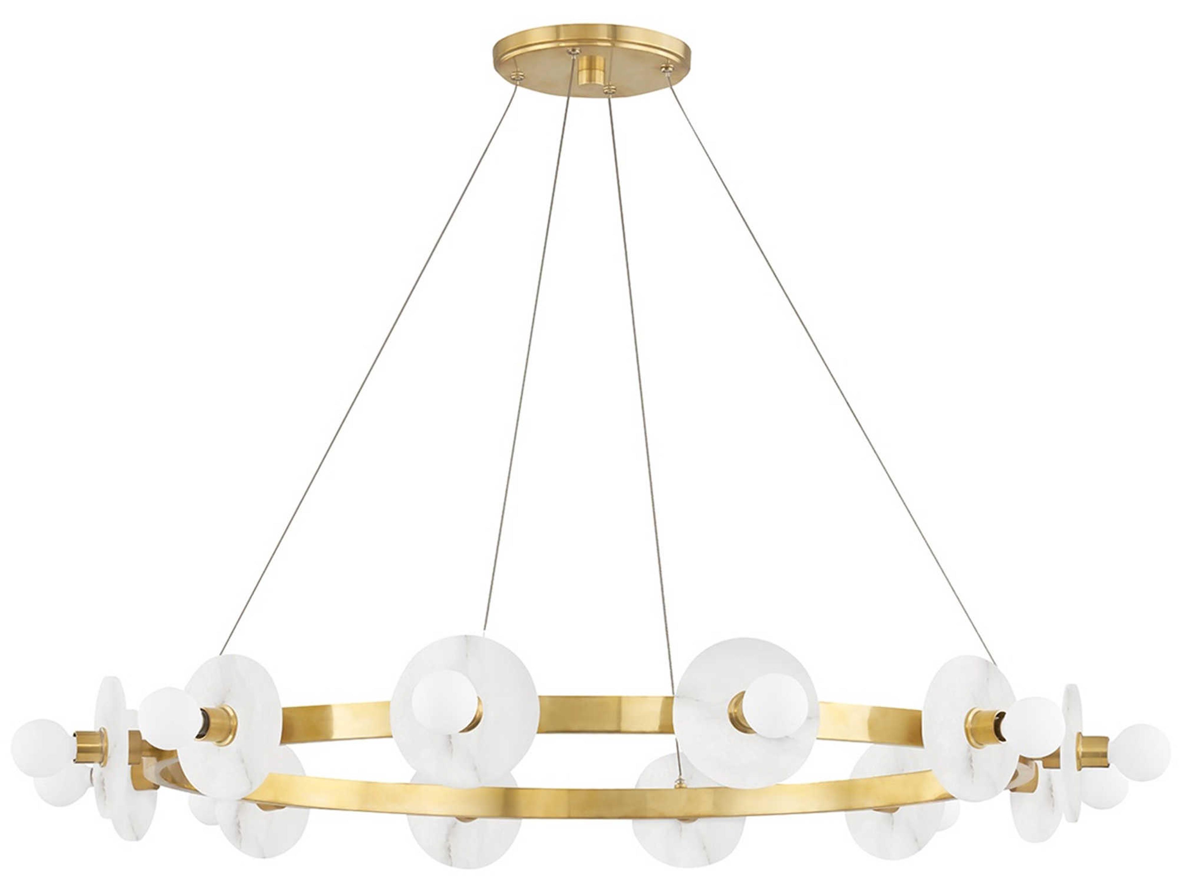 Austen 12-Light Aged Brass Candelabra Geometric Round Chandelier