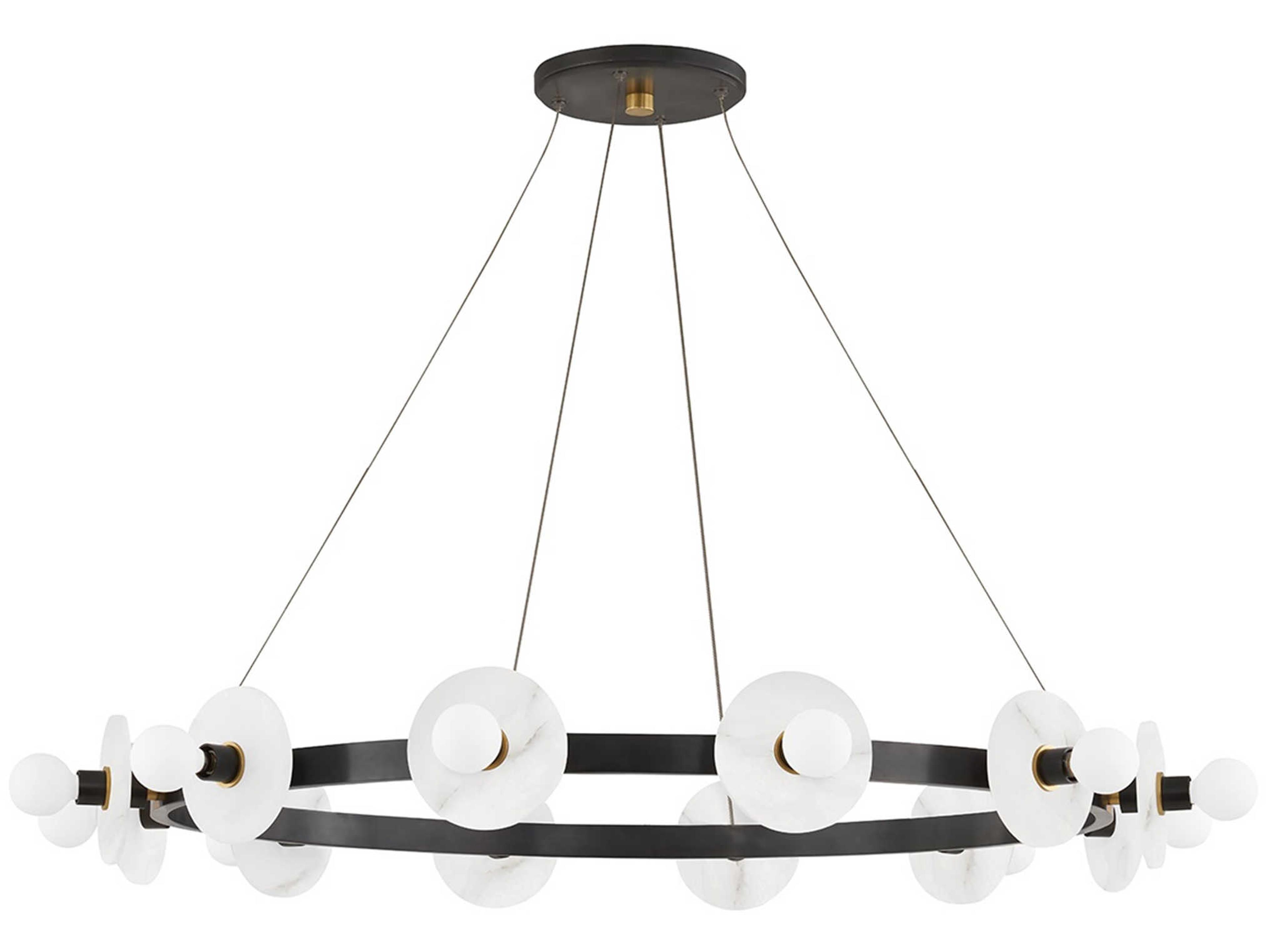 Austen 12-Light Aged Old Bronze Candelabra Geometric Round Chandelier