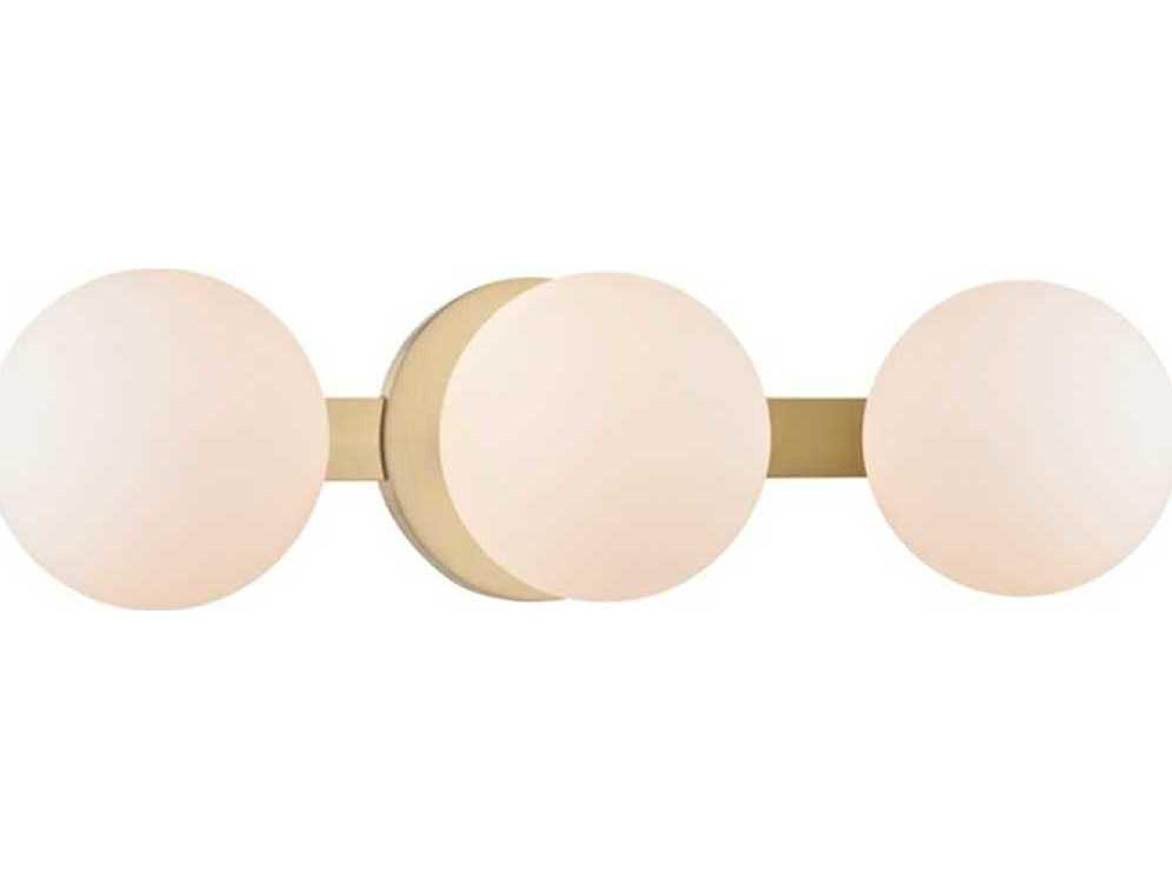 Baird 3-Light Aged Brass Off White Glass LED Vanity Light