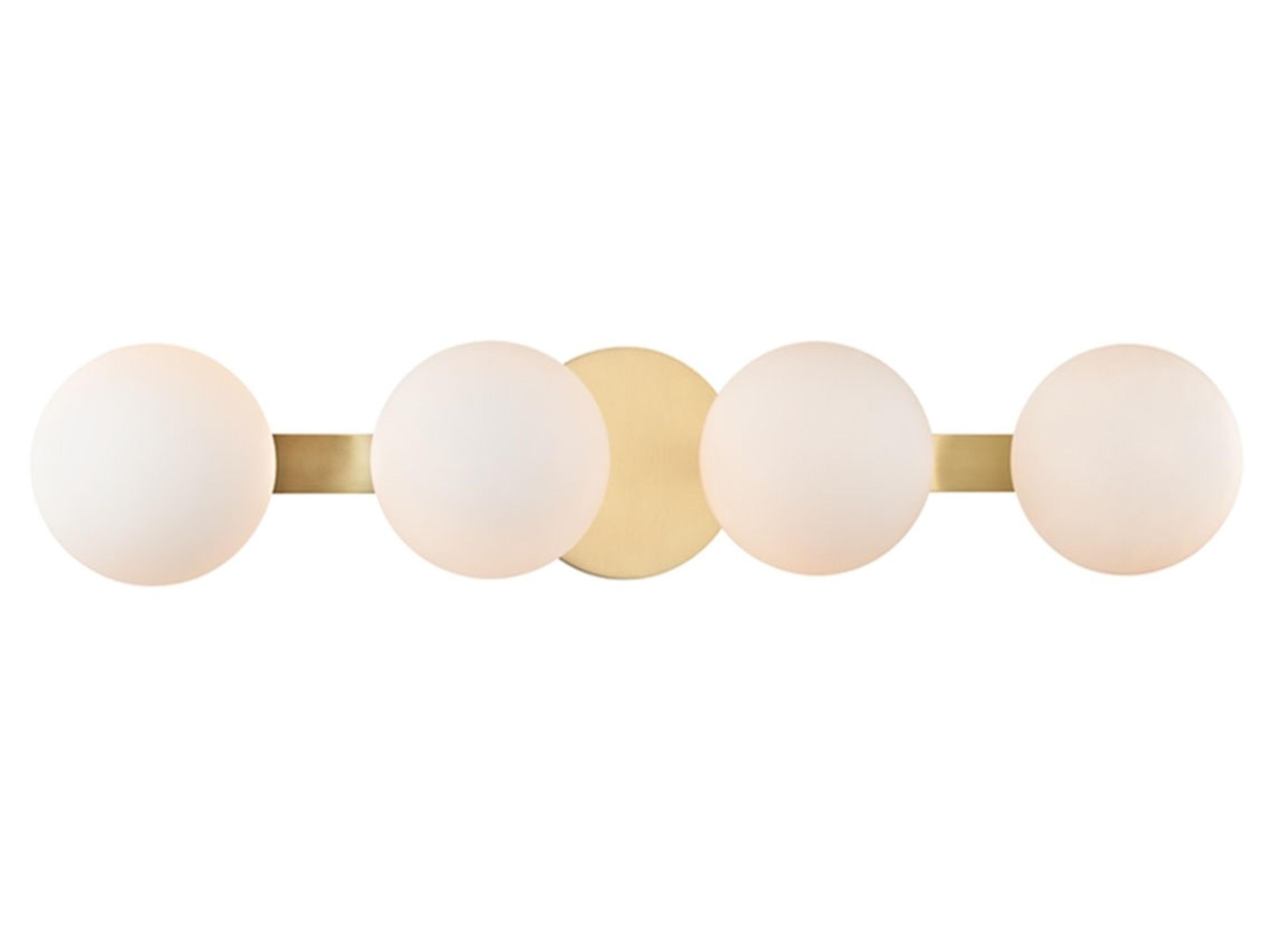 Baird 4-Light Aged Brass Off White Glass LED Vanity Light