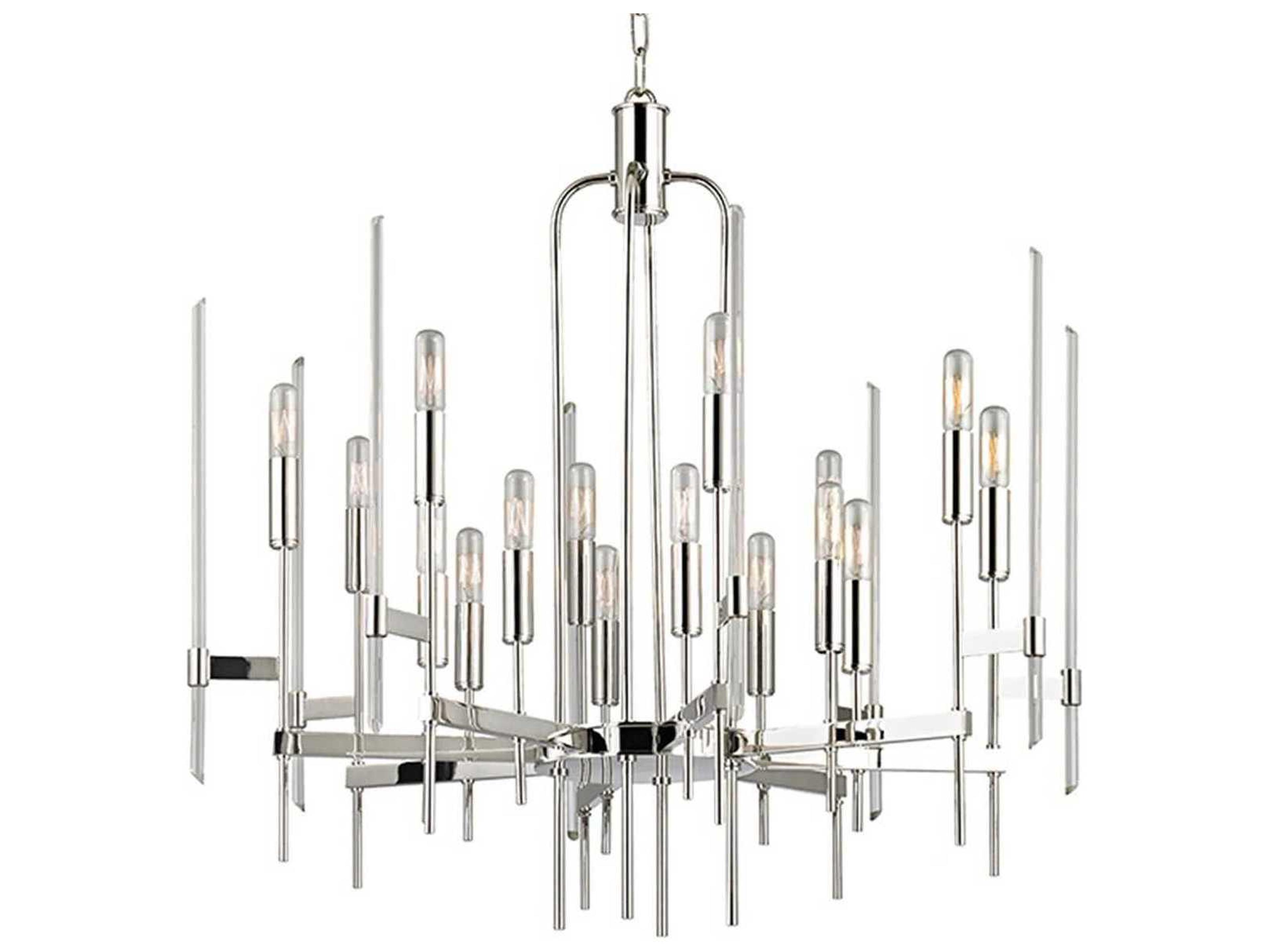 Bari 16-Light-Light6 Polished Nickel Clear Glass Candelabra Chandelier