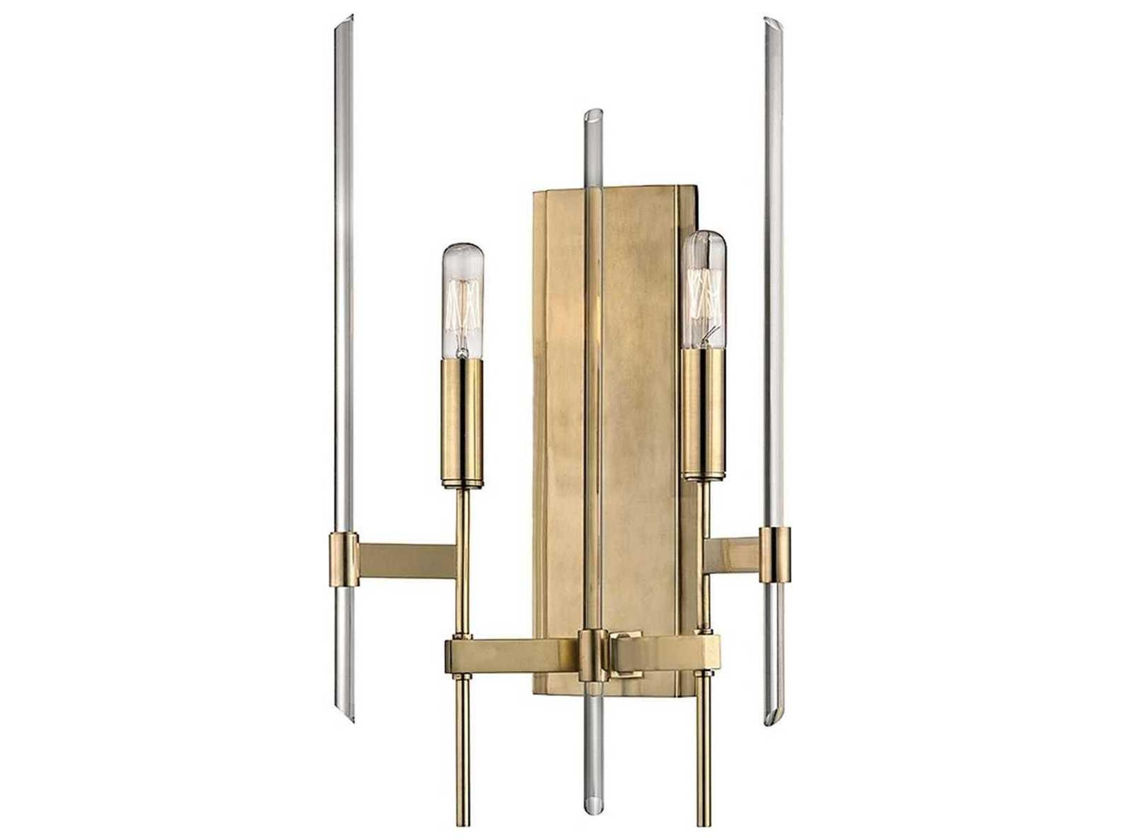 Bari 2-Light Aged Brass Clear Glass Wall Sconce