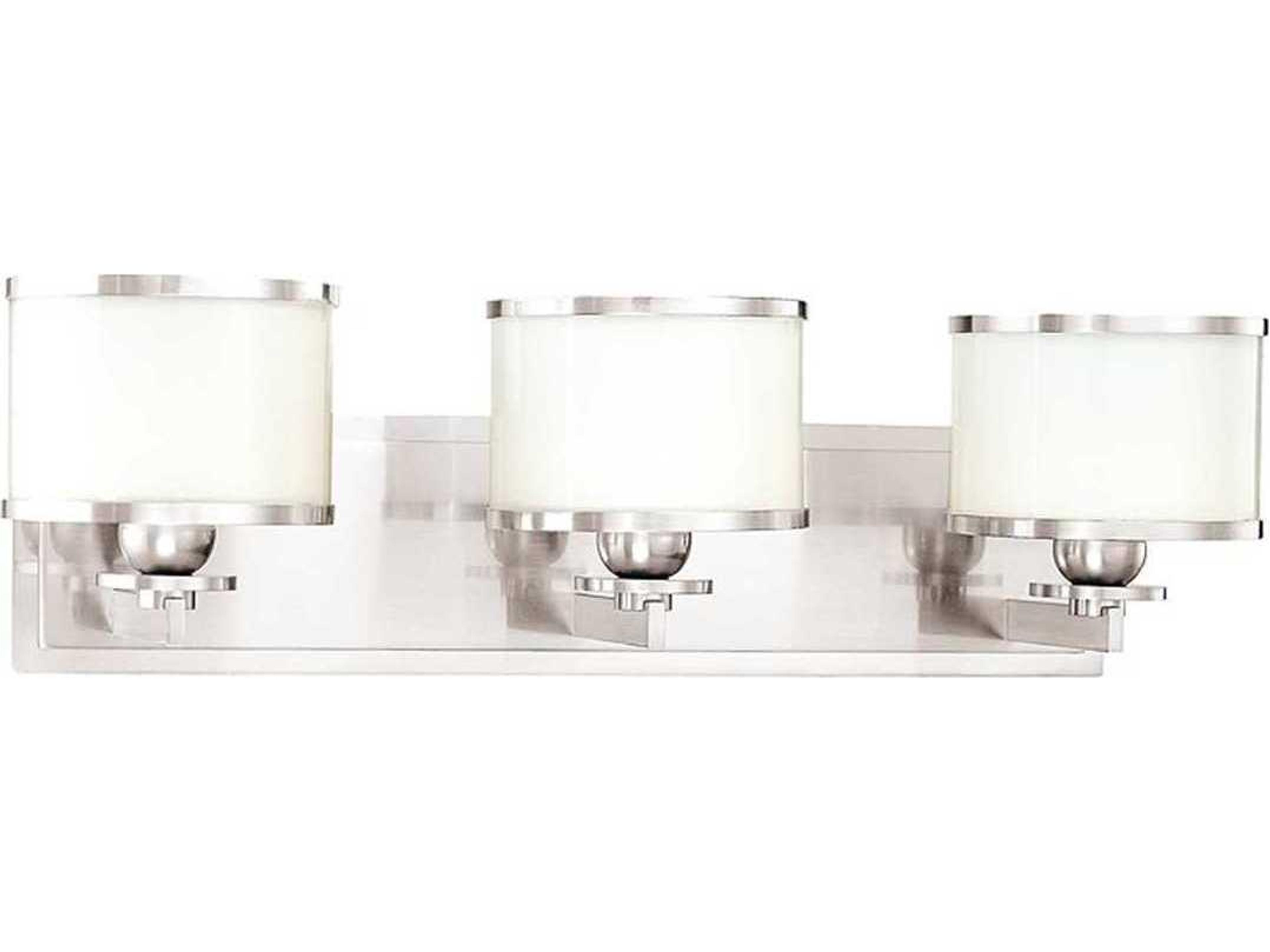 Basking Ridge 3-Light Polished Nickel Off White Glass Vanity Light