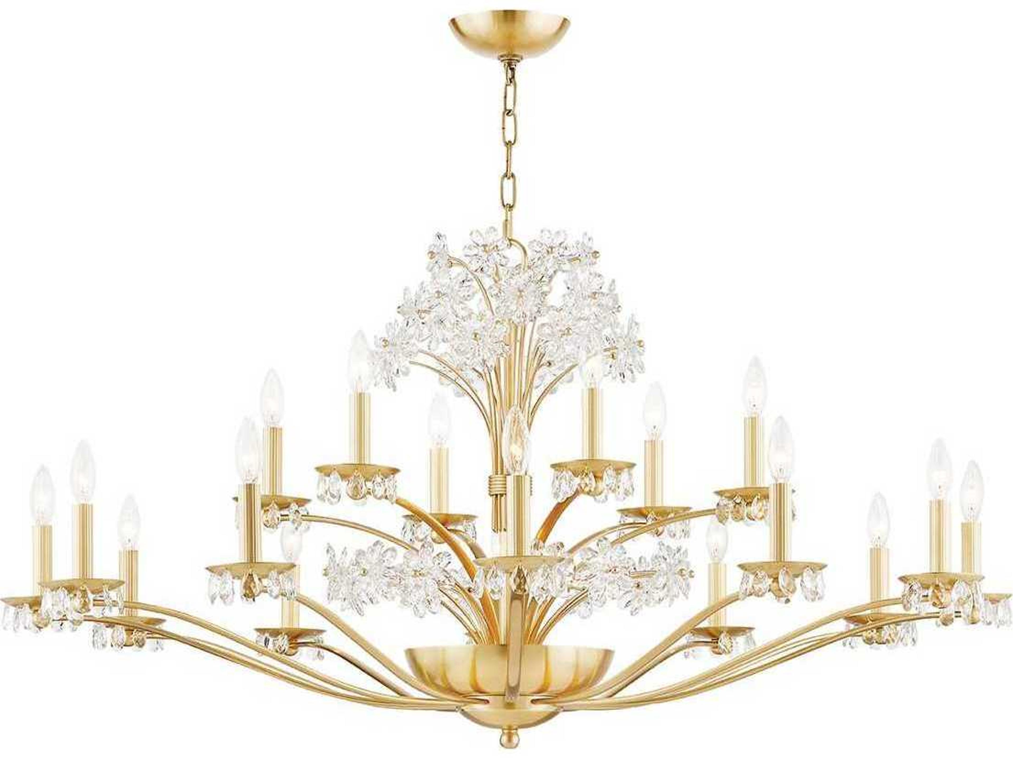Beaumont 20-Light Aged Brass Crystal Glass Candelabra Tiered Chandelier