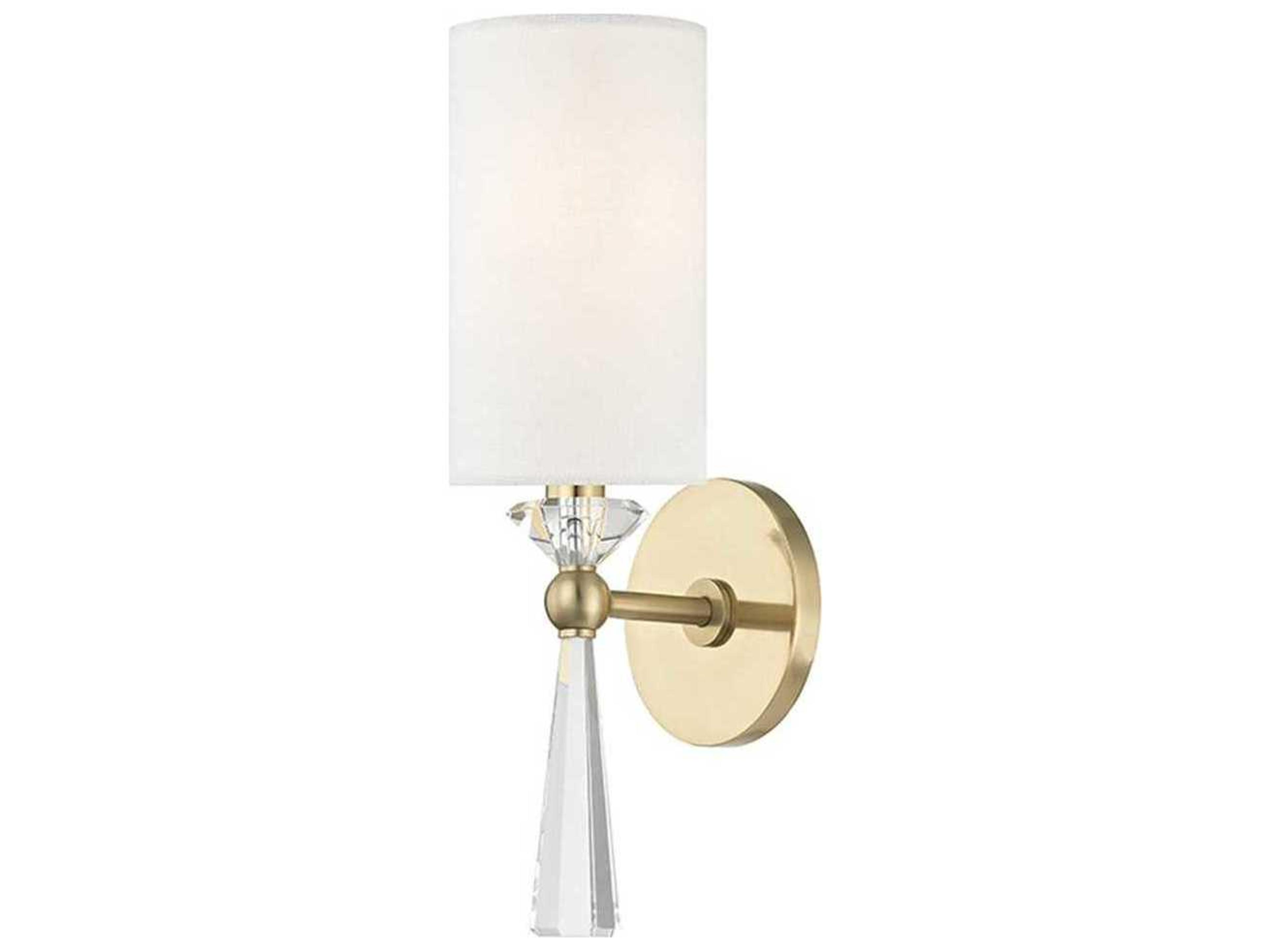 Birch 1-Light Aged Brass Off White Crystal Wall Sconce