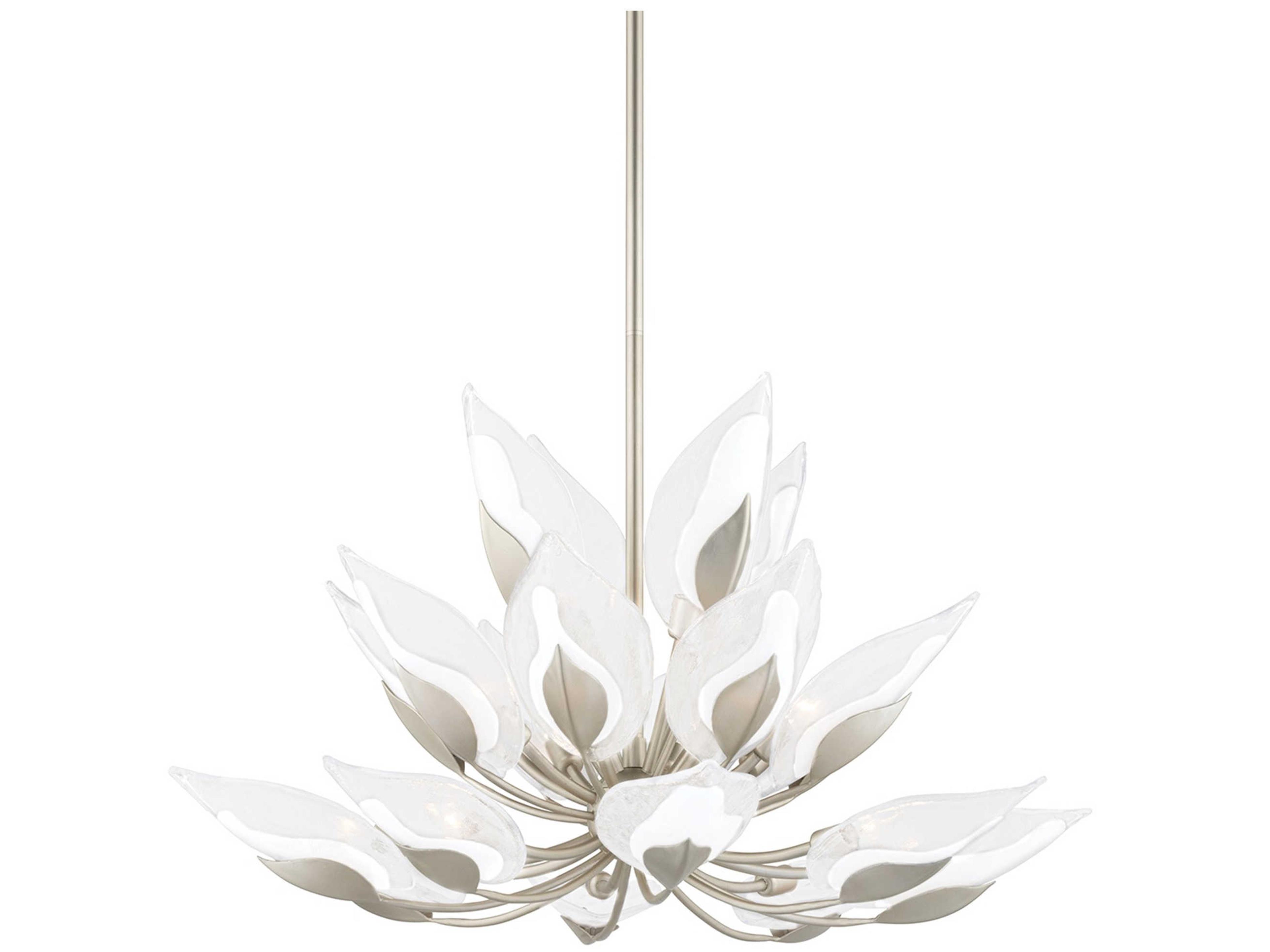 Blossom 20-Light Silver Leaf Glass Candelabra Round Tiered Chandelier