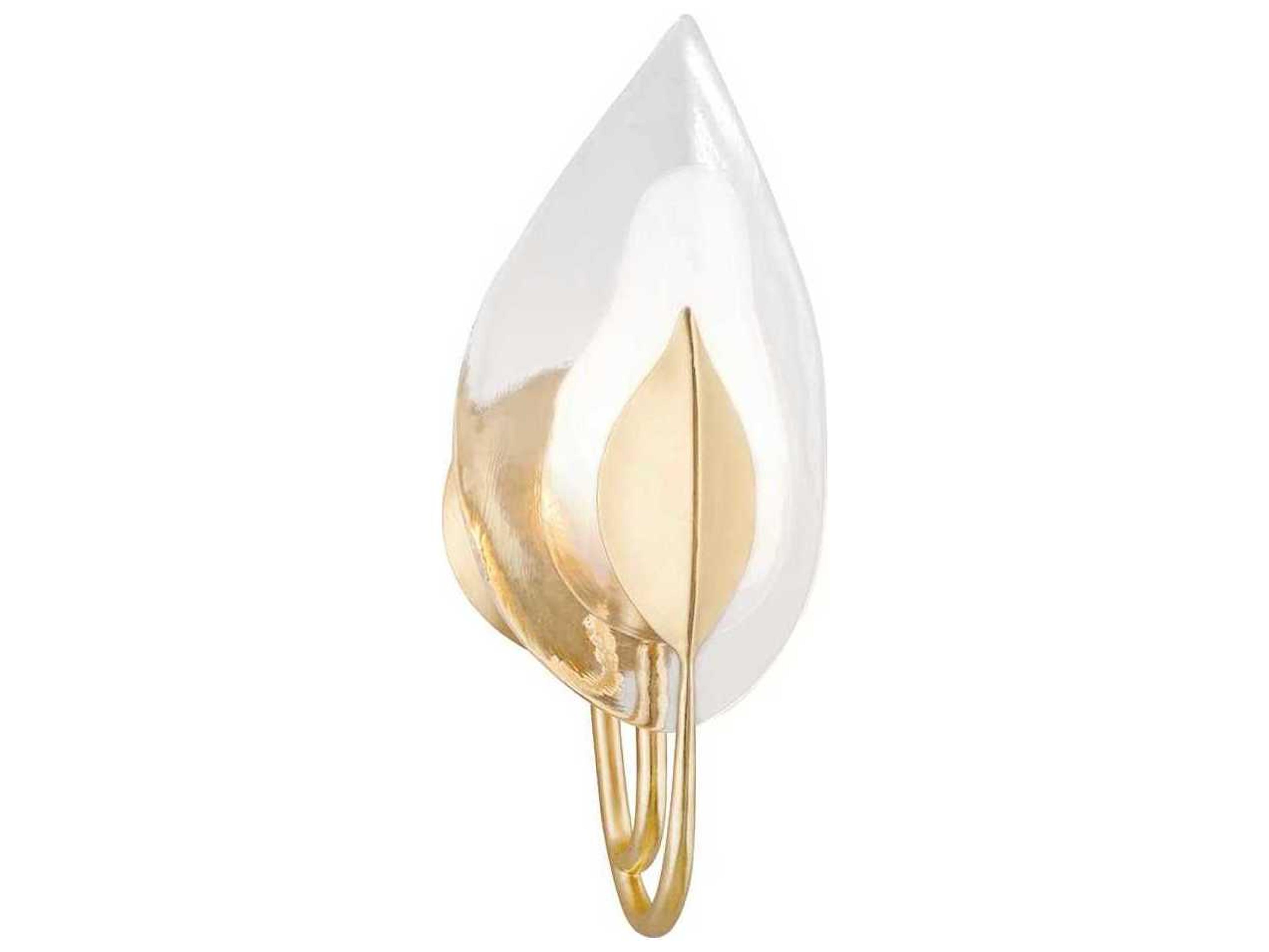 Blossom 1-Light Gold Leaf Brass Glass Wall Sconce
