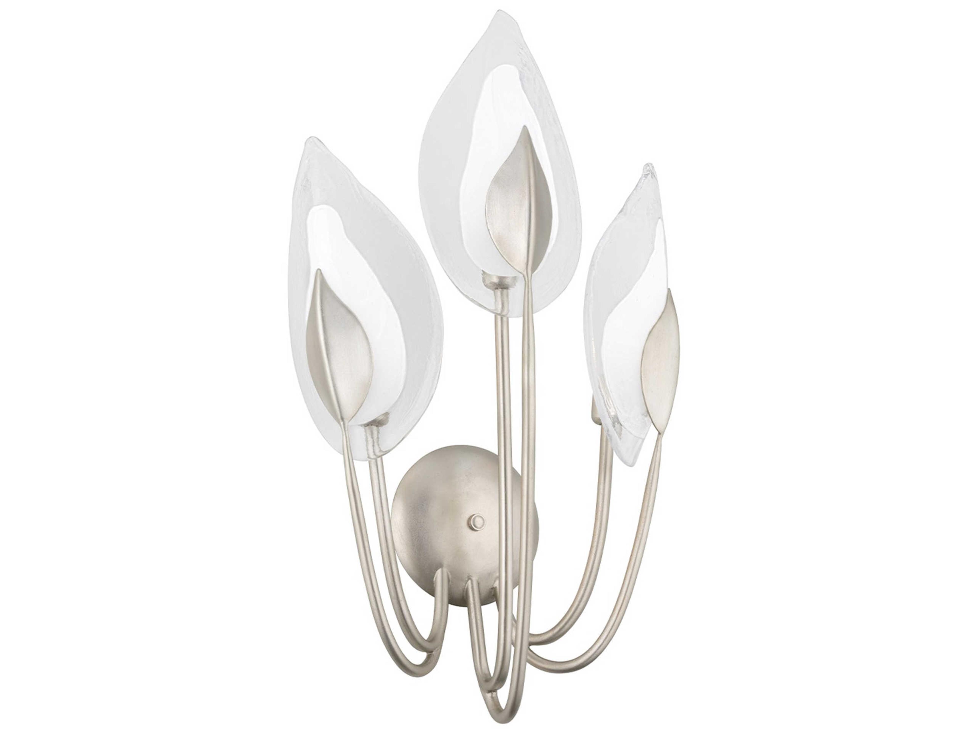 Blossom 3-Light Silver Leaf Glass Wall Sconce