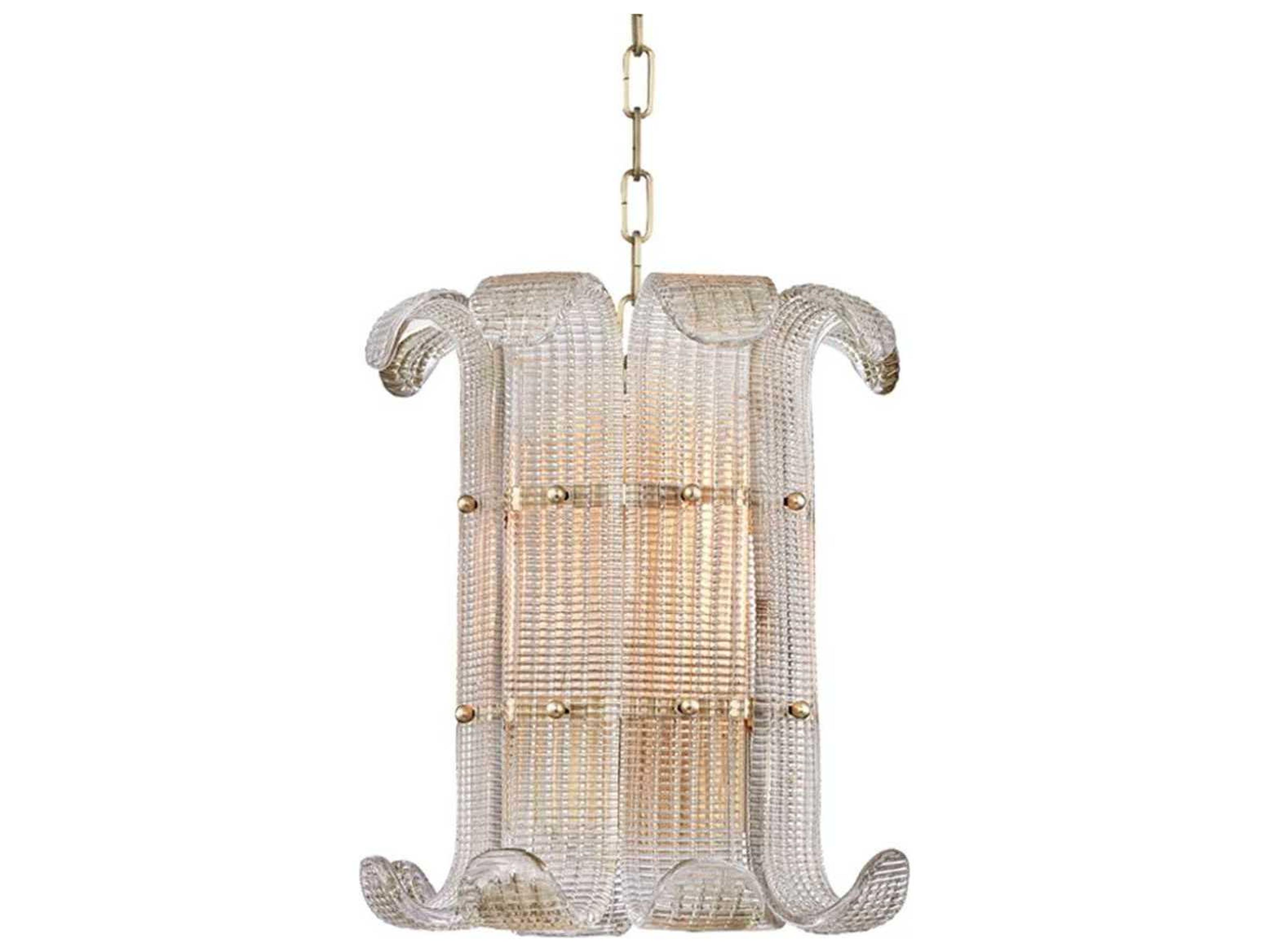 Brasher 4-Light Aged Brass Glass Cylinder Pendant