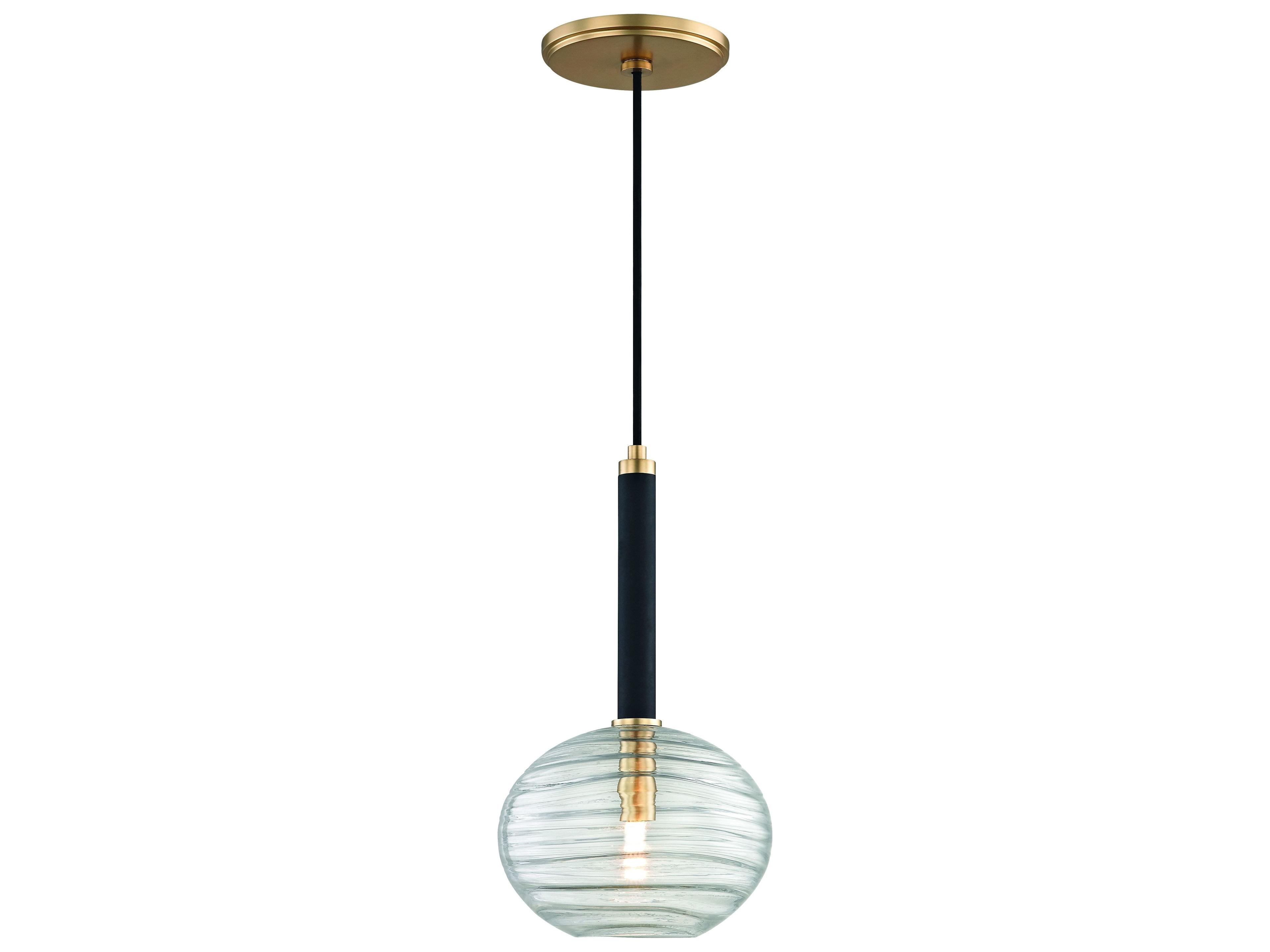 Breton 1-Light Aged Brass Clear Glass LED Globe Round Mini Pendant