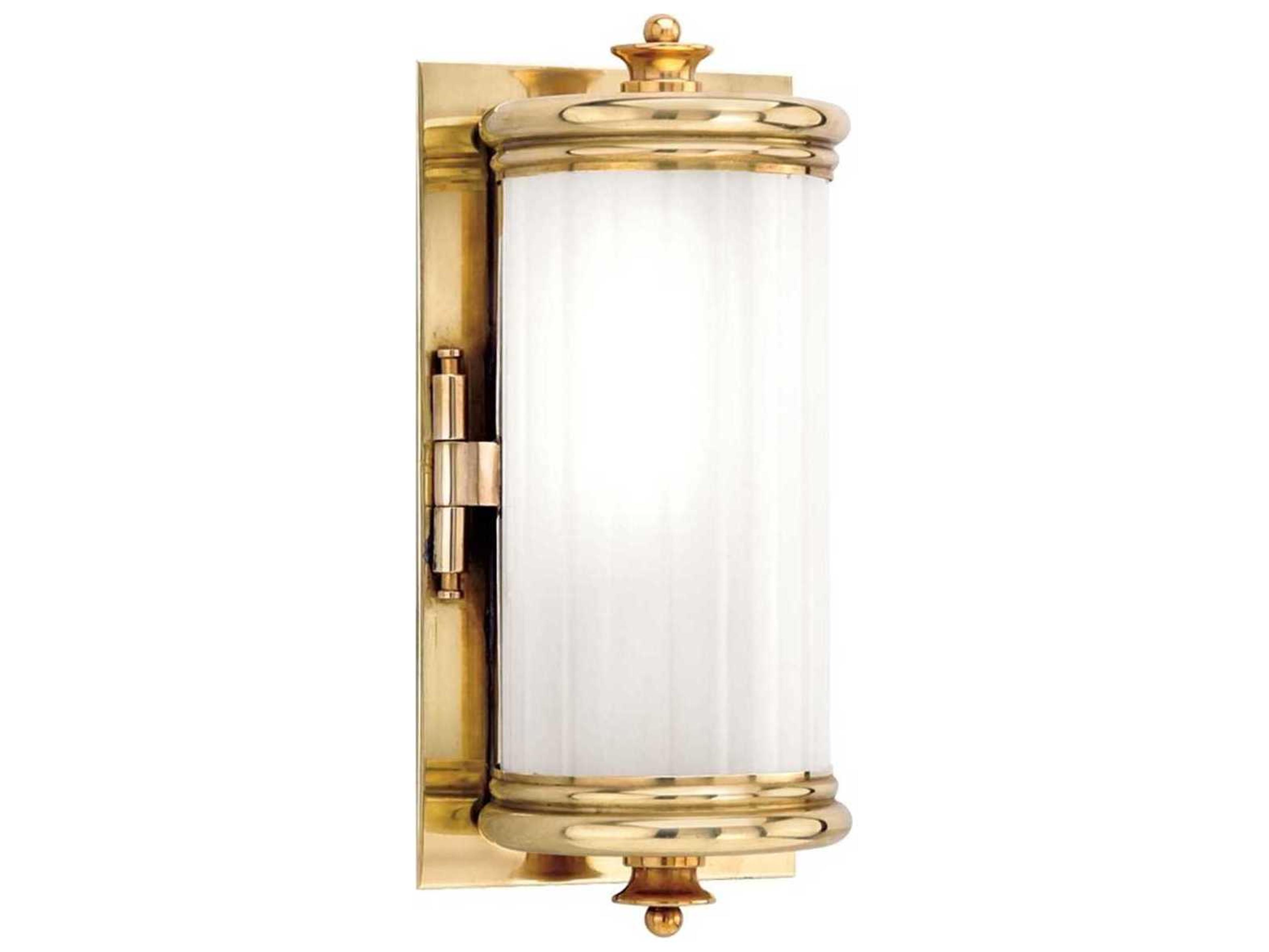 Hudson Valley Bristol 1-Light Aged Brass Off White Glass Wall Sconce