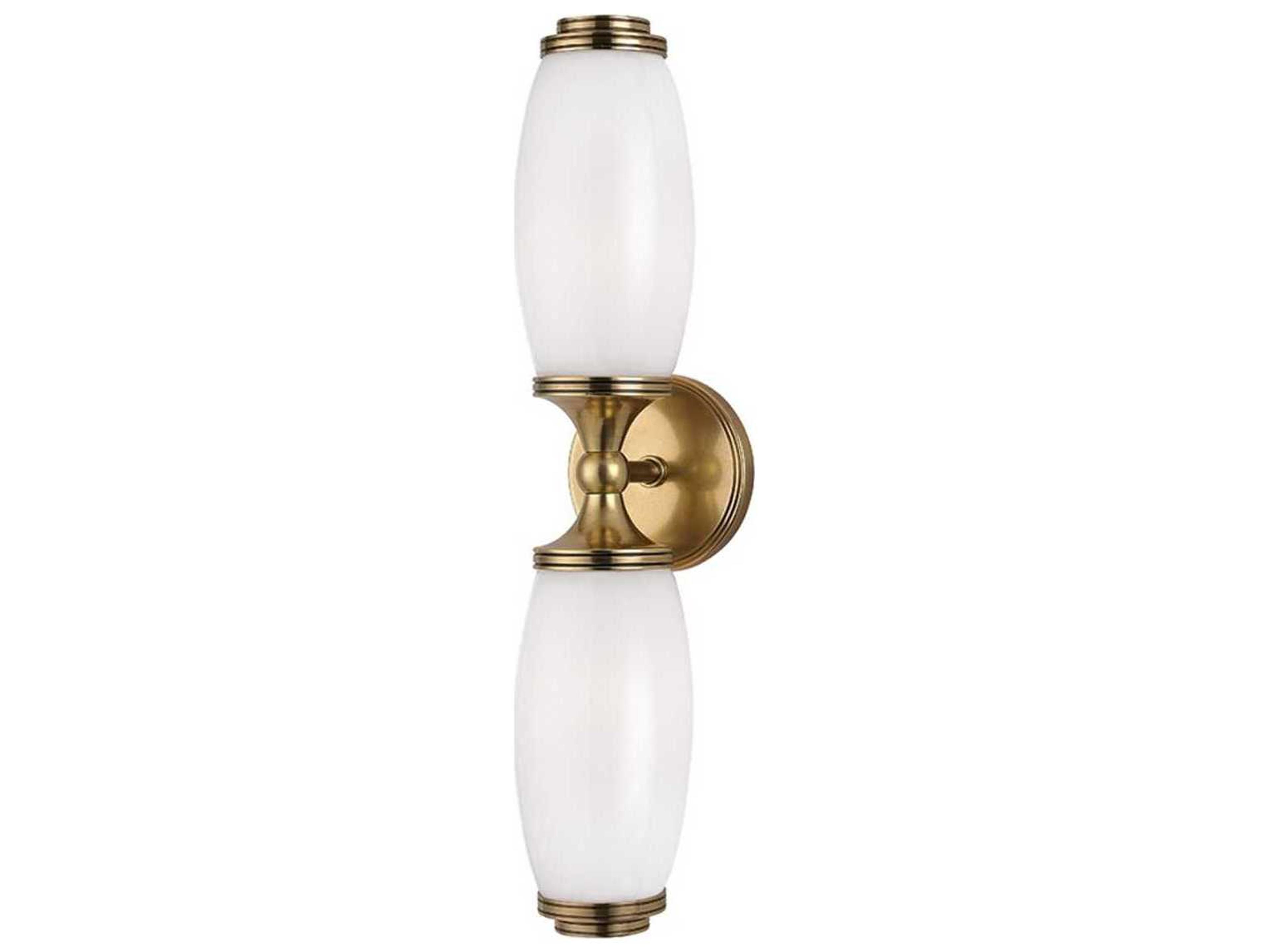 Brooke 2-Light Aged Brass White Glass Wall Sconce
