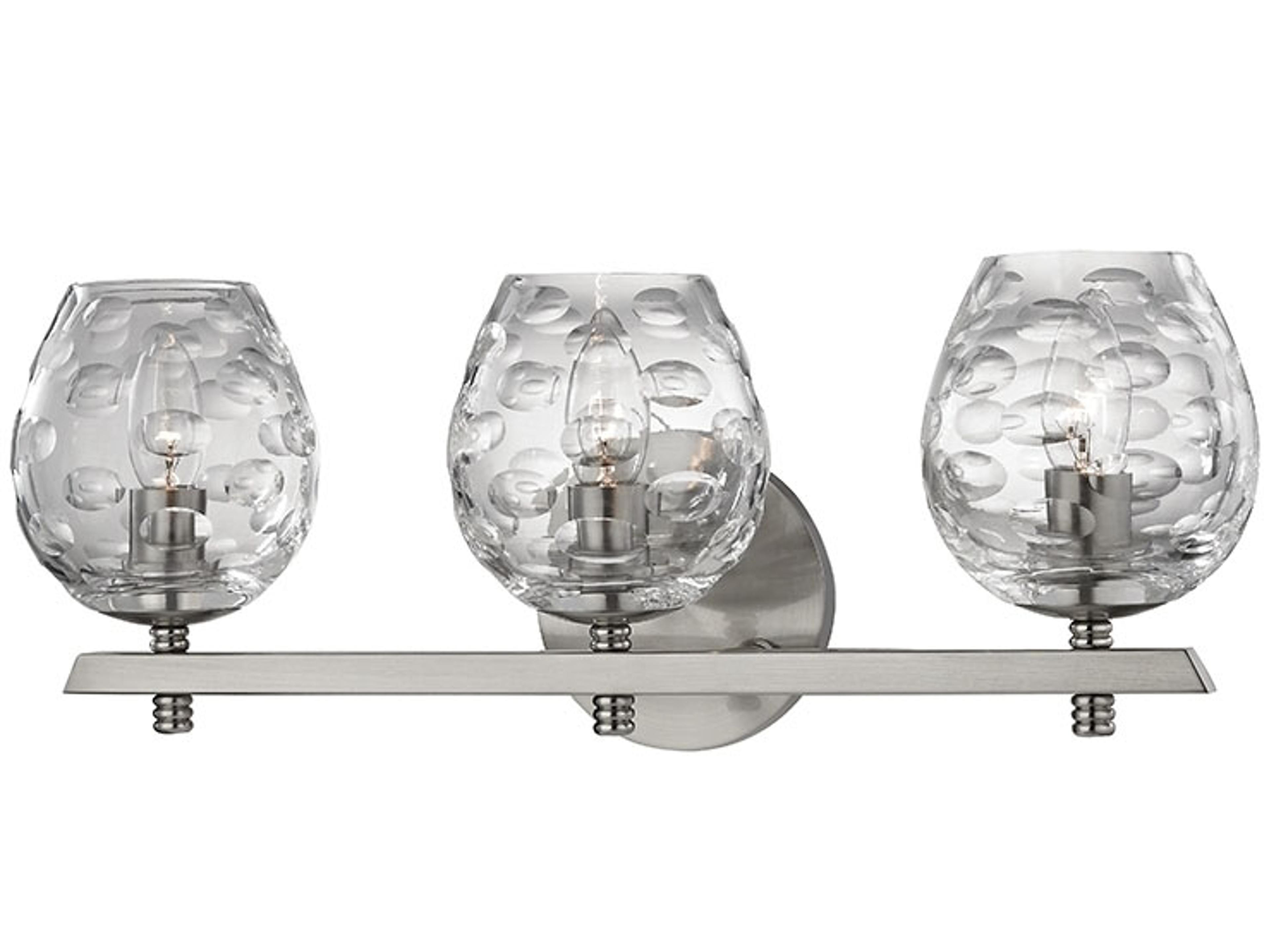 Burns 3-Light Satin Nickel Clear Glass Vanity Light