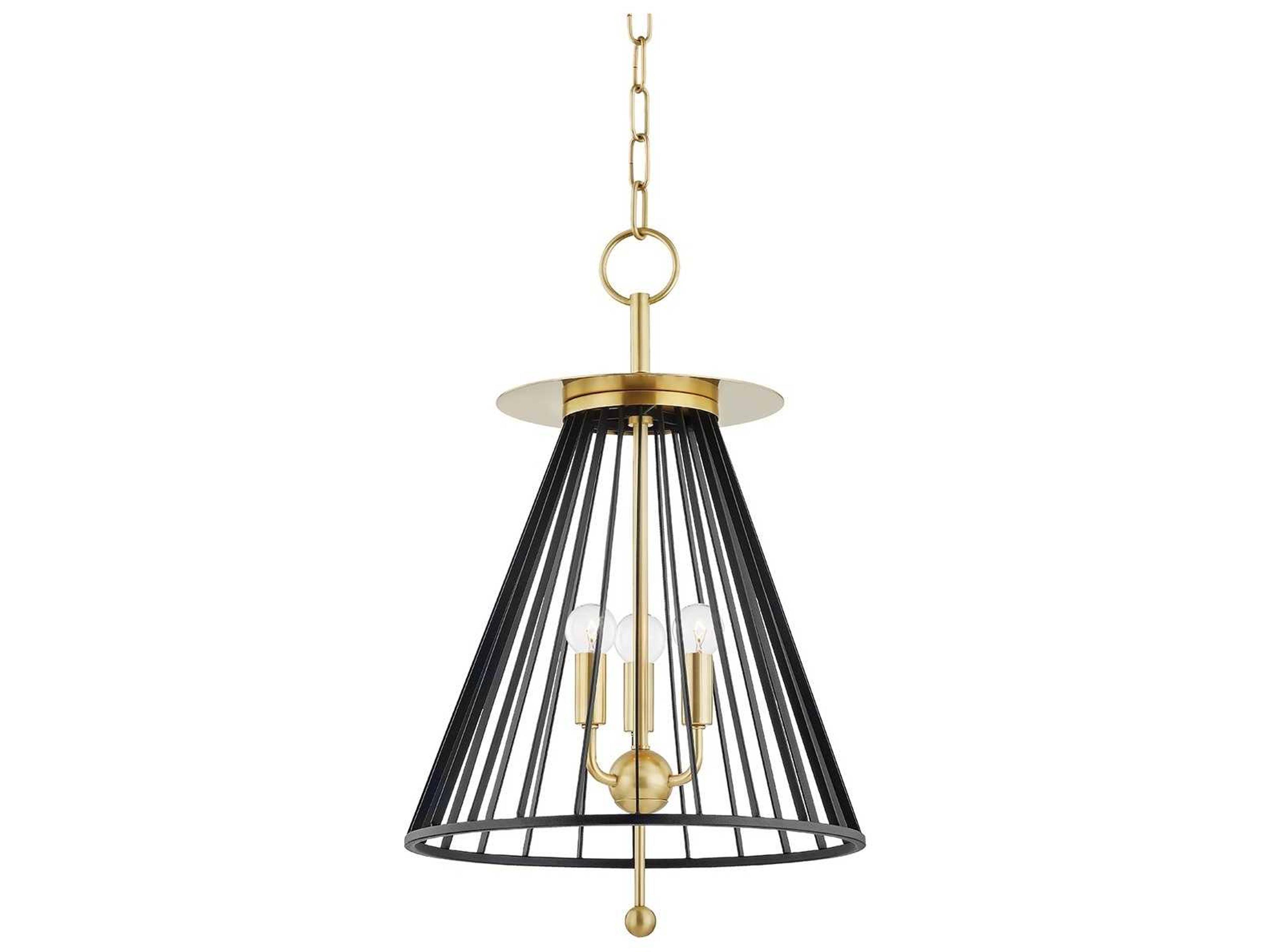 Cagney 3-Light Aged Brass Black Candelabra Geometric Chandelier