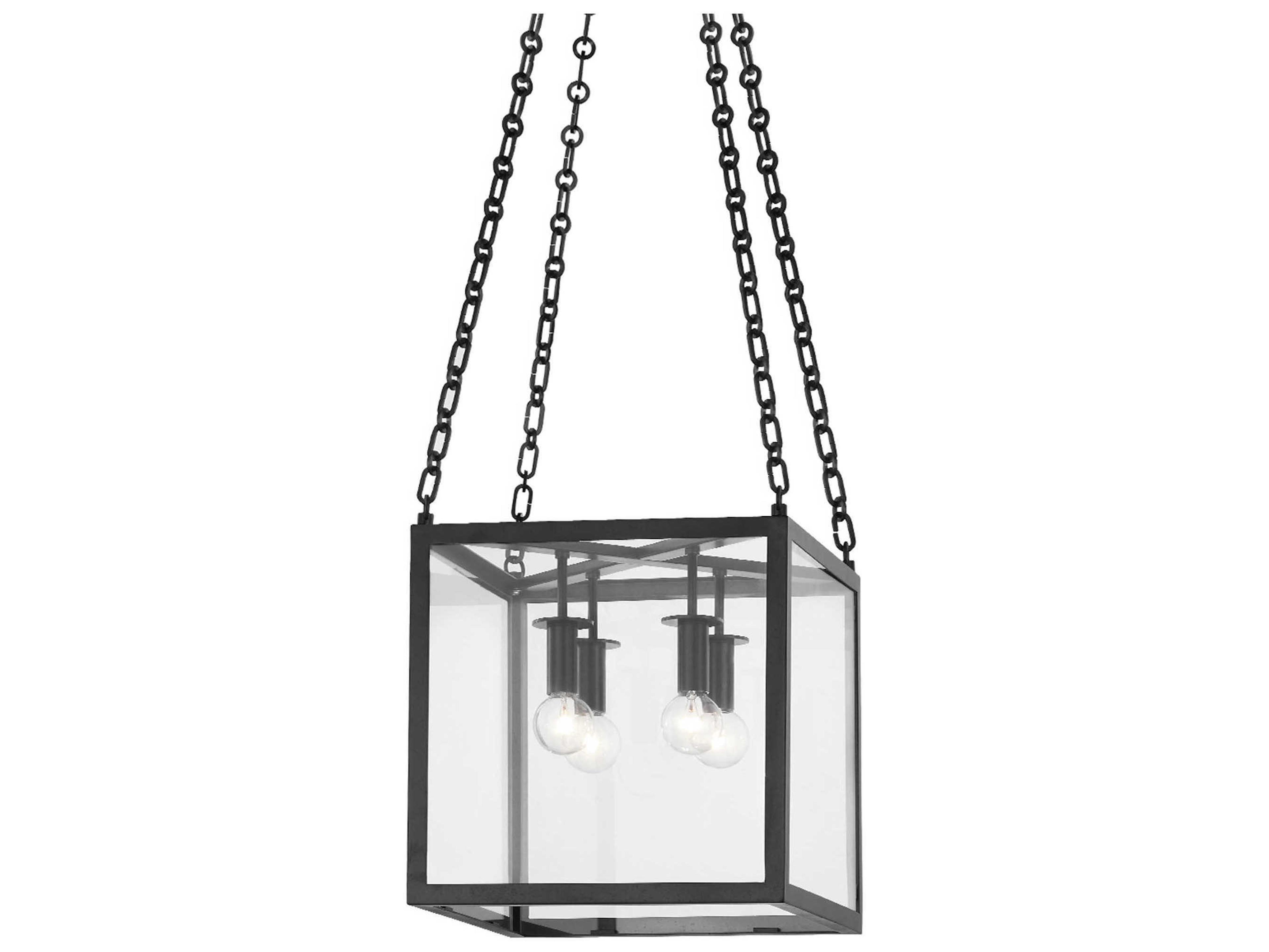 Catskill 4-Light Aged Iron Black Glass LED Candelabra Linear Chandelier