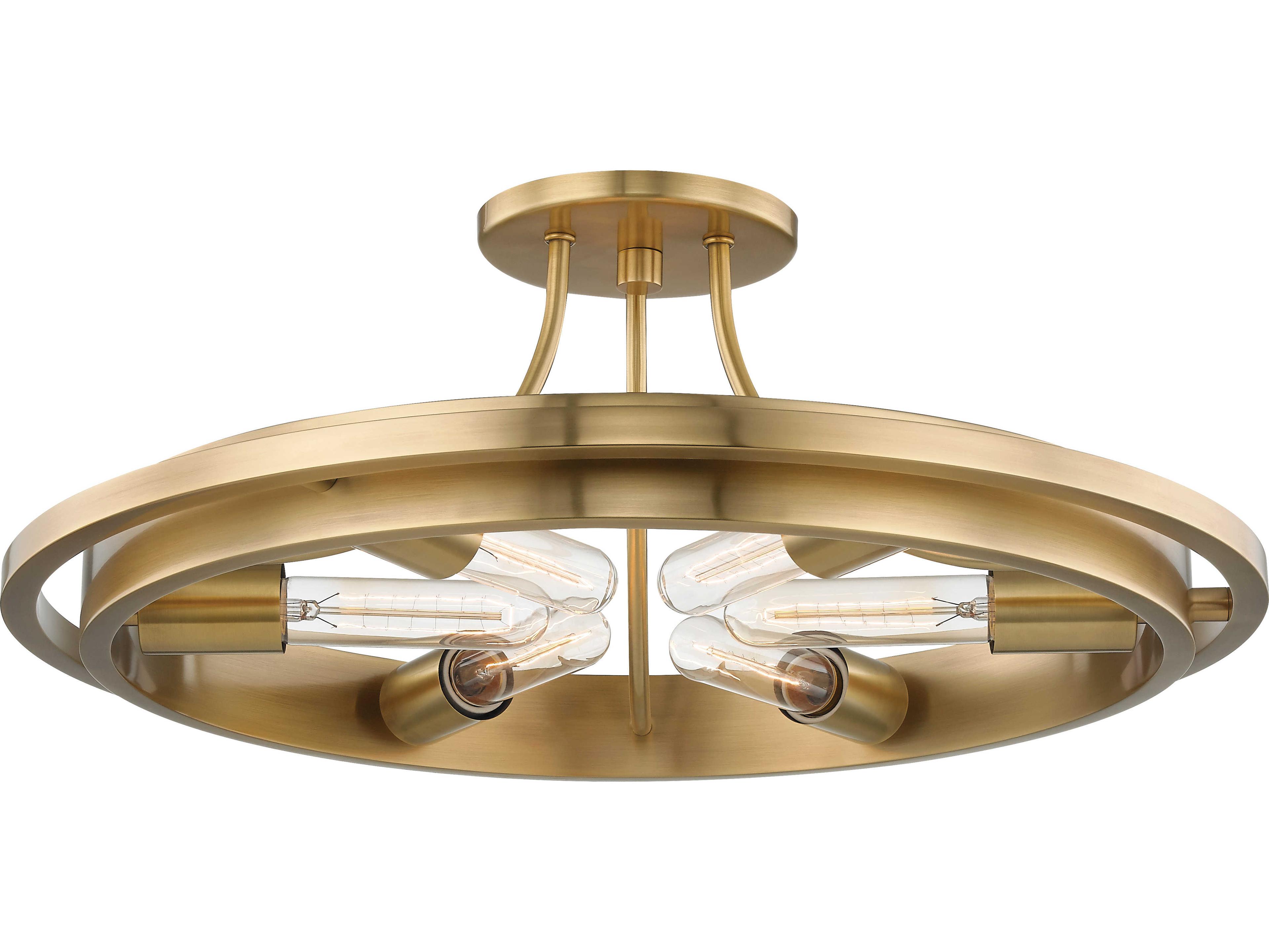 Hudson Valley Chambers 6-Light Aged Brass Round Semi Flush Mount