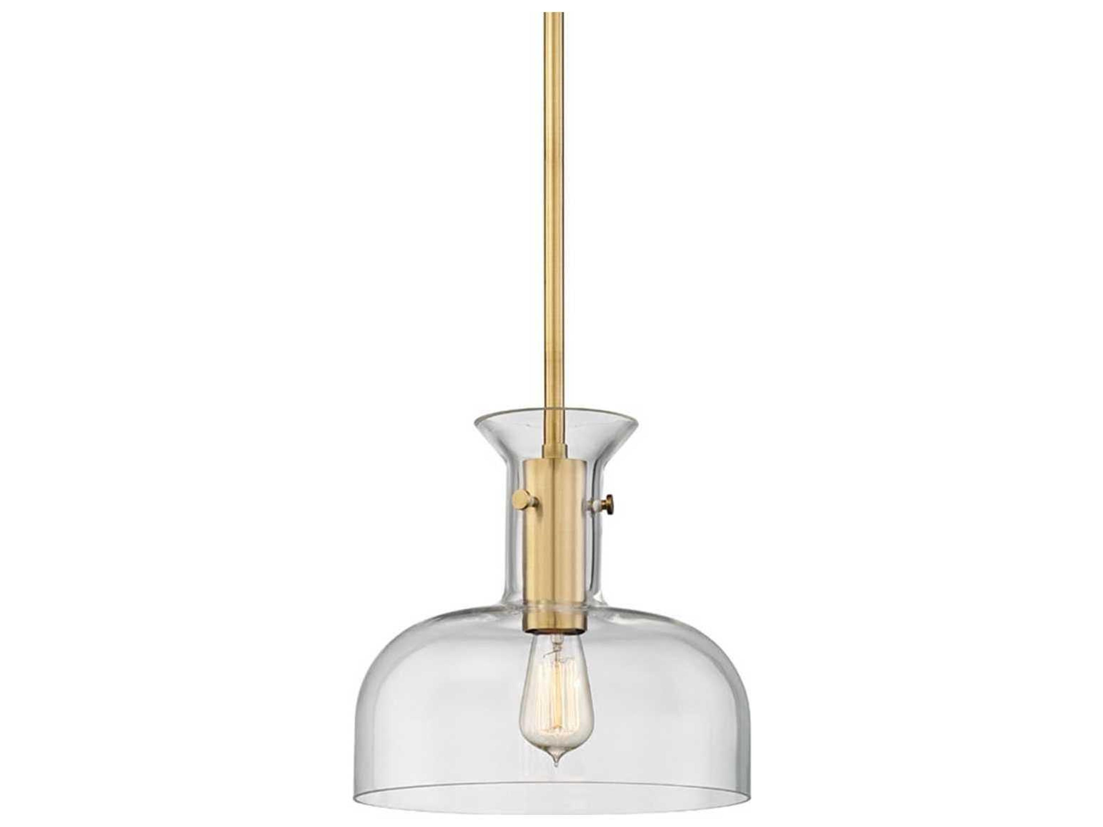 Coffey 1-Light Aged Brass Clear Glass Dome Mini Pendant