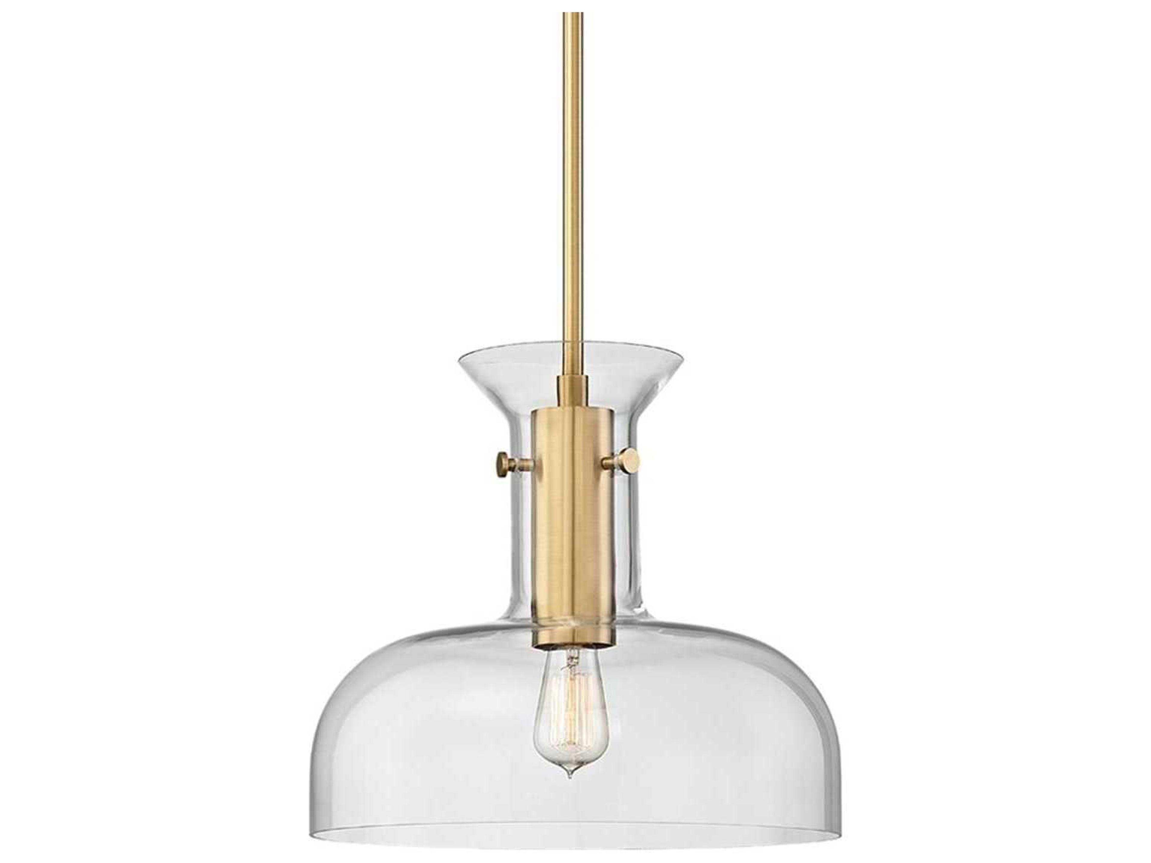 Coffey 1-Light Aged Brass Clear Glass Dome Pendant