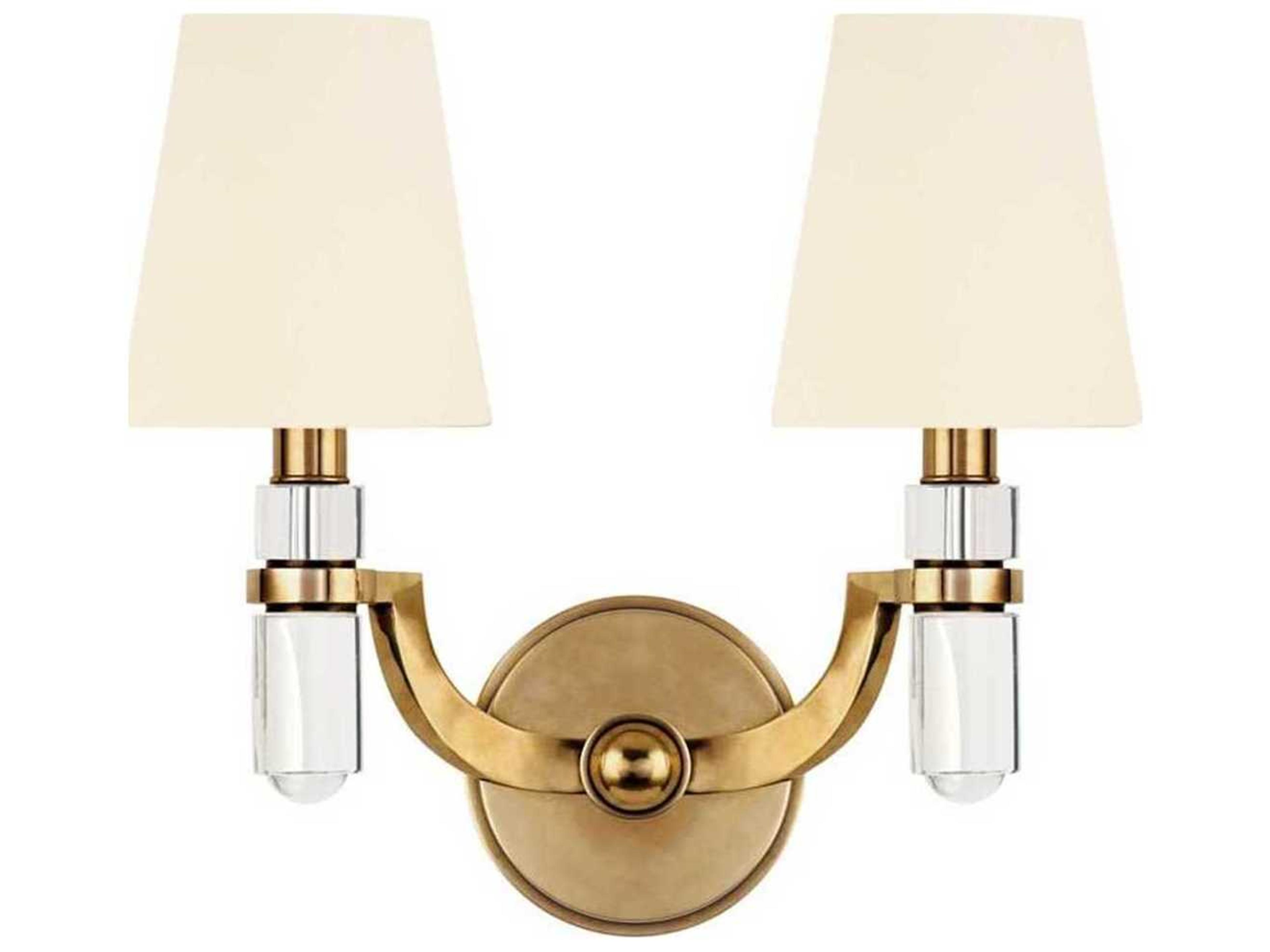 Dayton 2-Light Aged Brass White Crystal Wall Sconce