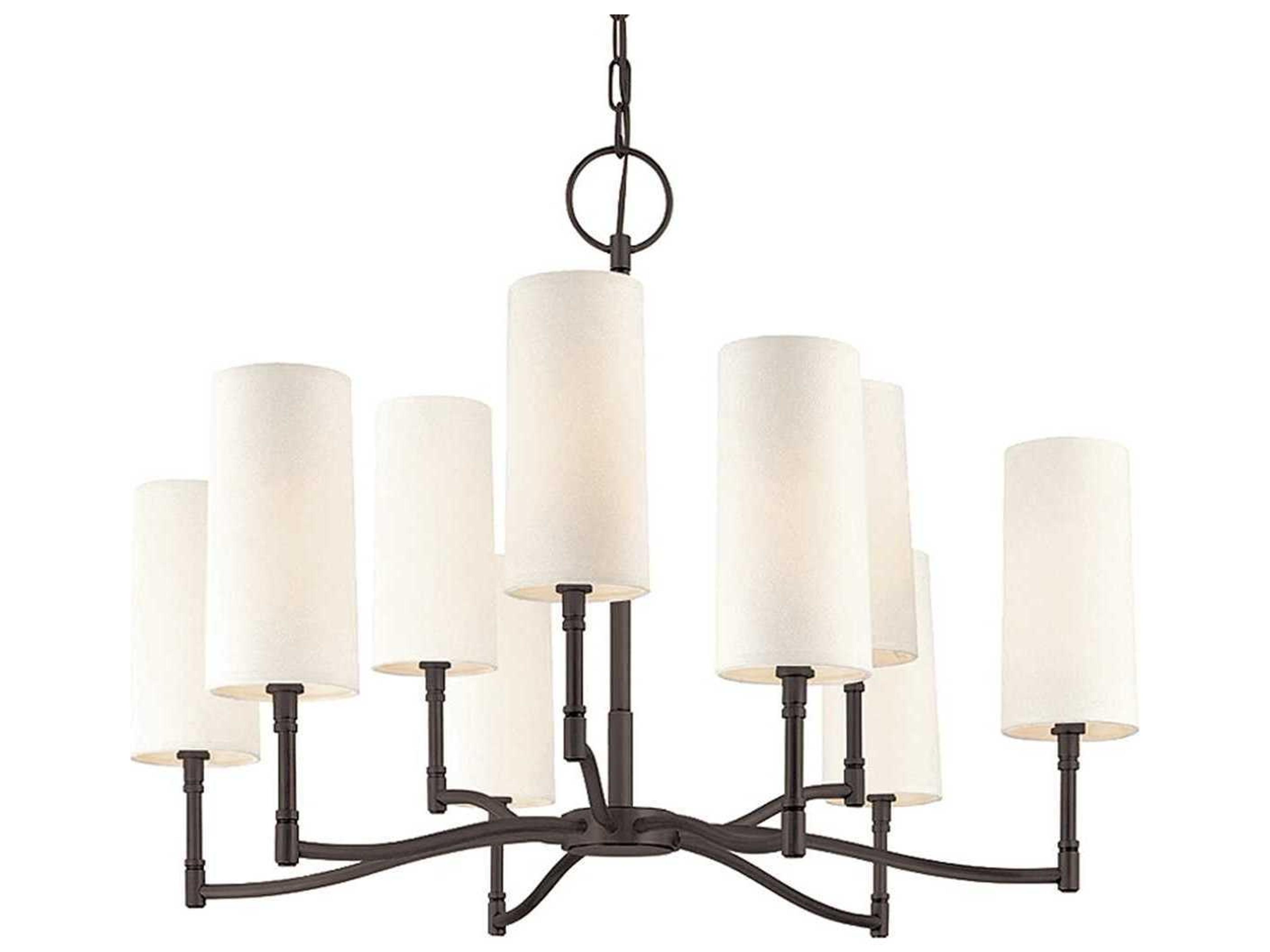 Dillon 9-Light Old Bronze Off White Candelabra Cylinder Chandelier