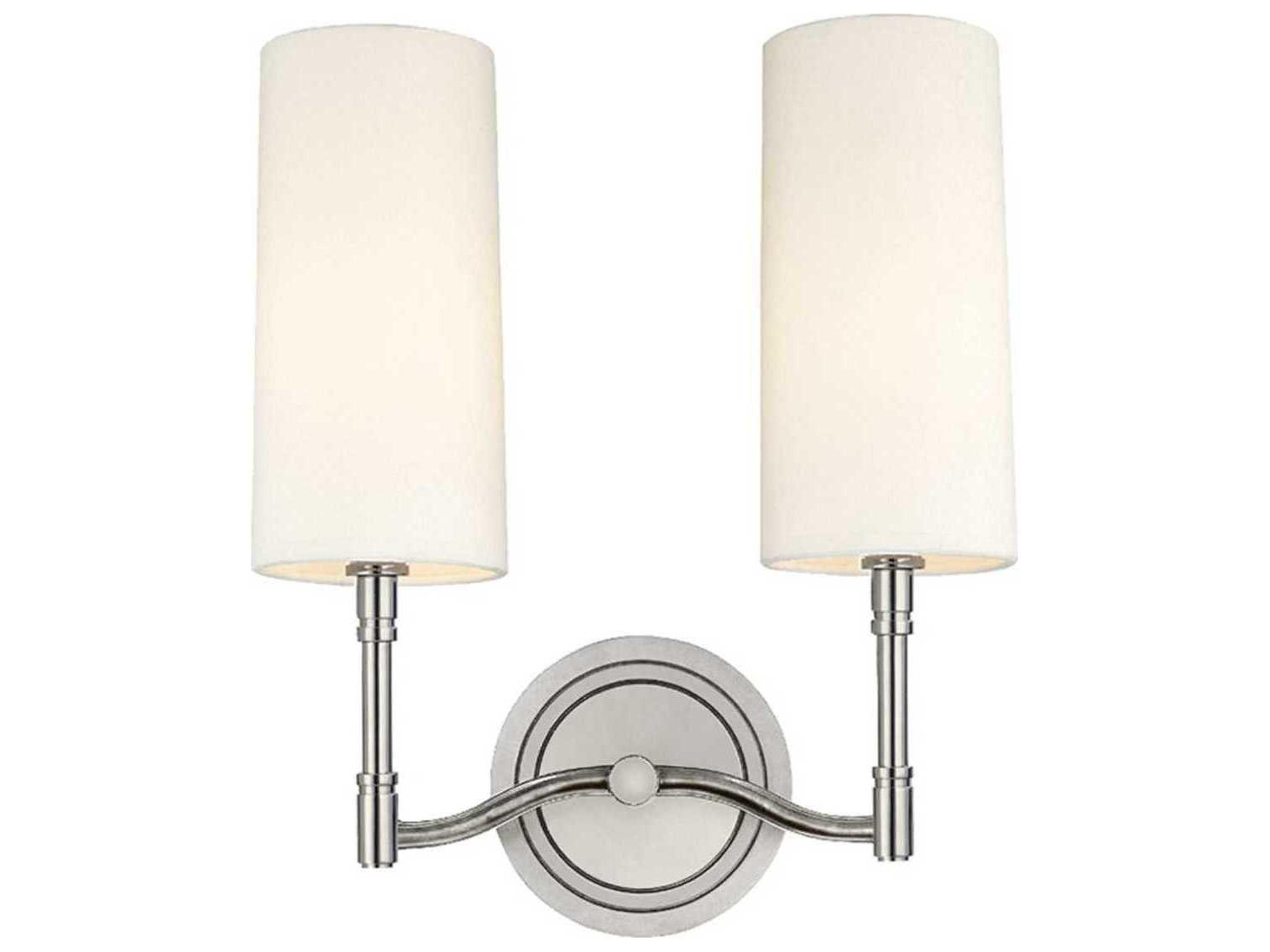 Dillon 2-Light Polished Nickel Off White Wall Sconce