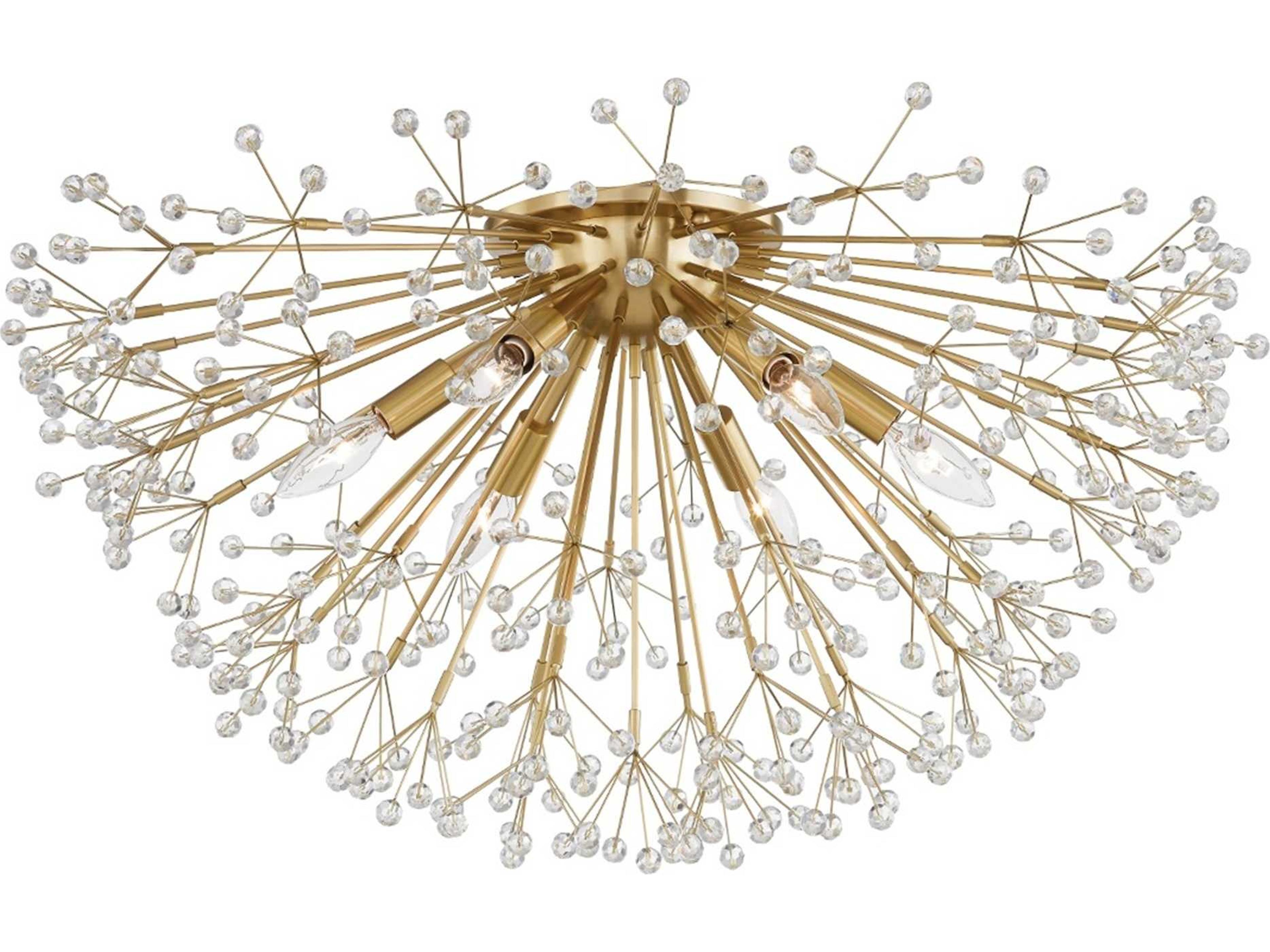 Dunkirk Semi-Flush Mount in Aged Brass Modern Sputnik Fixture