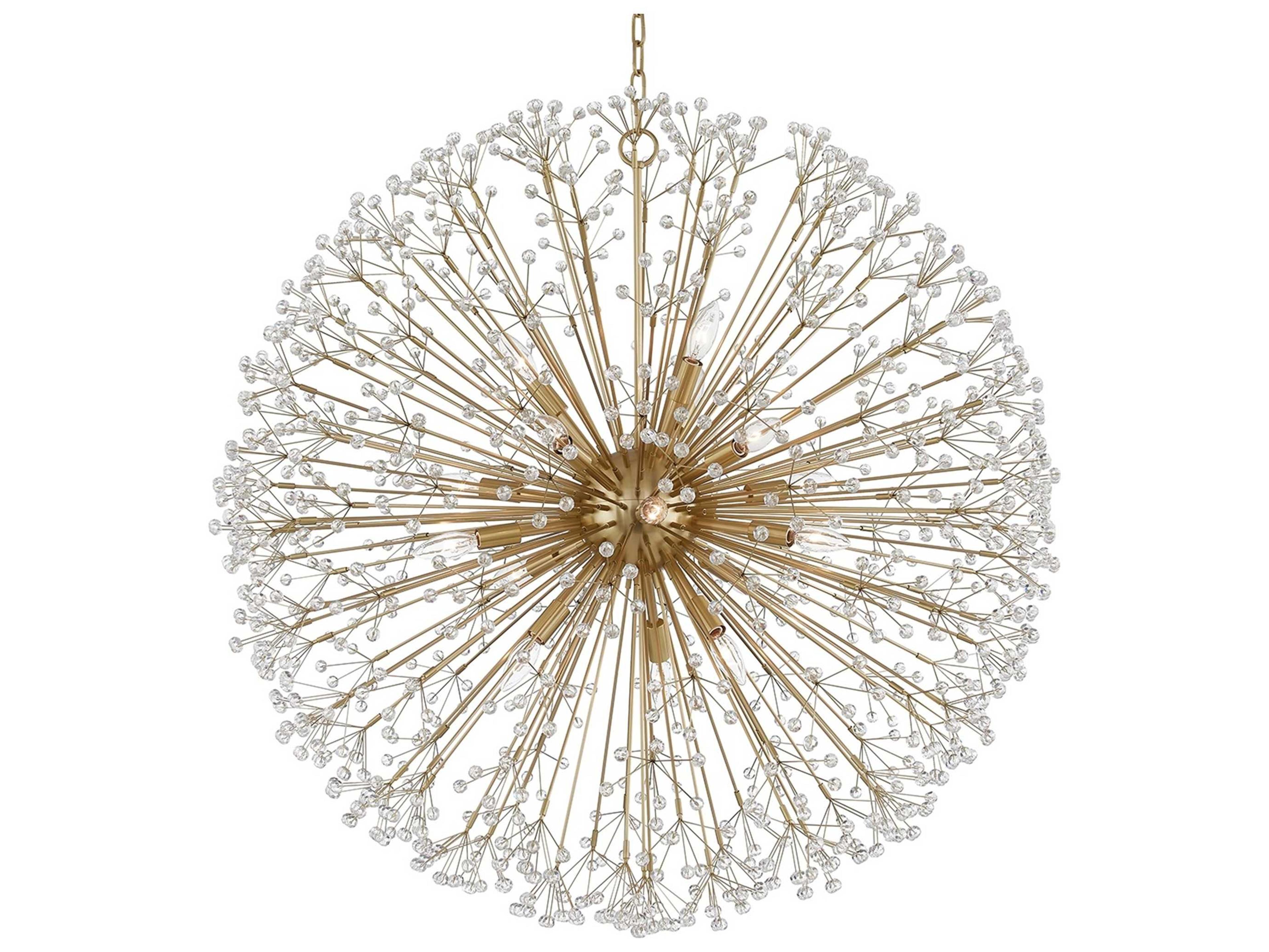 Dunkirk 16 Light Chandelier in Aged Brass Modern Crystal