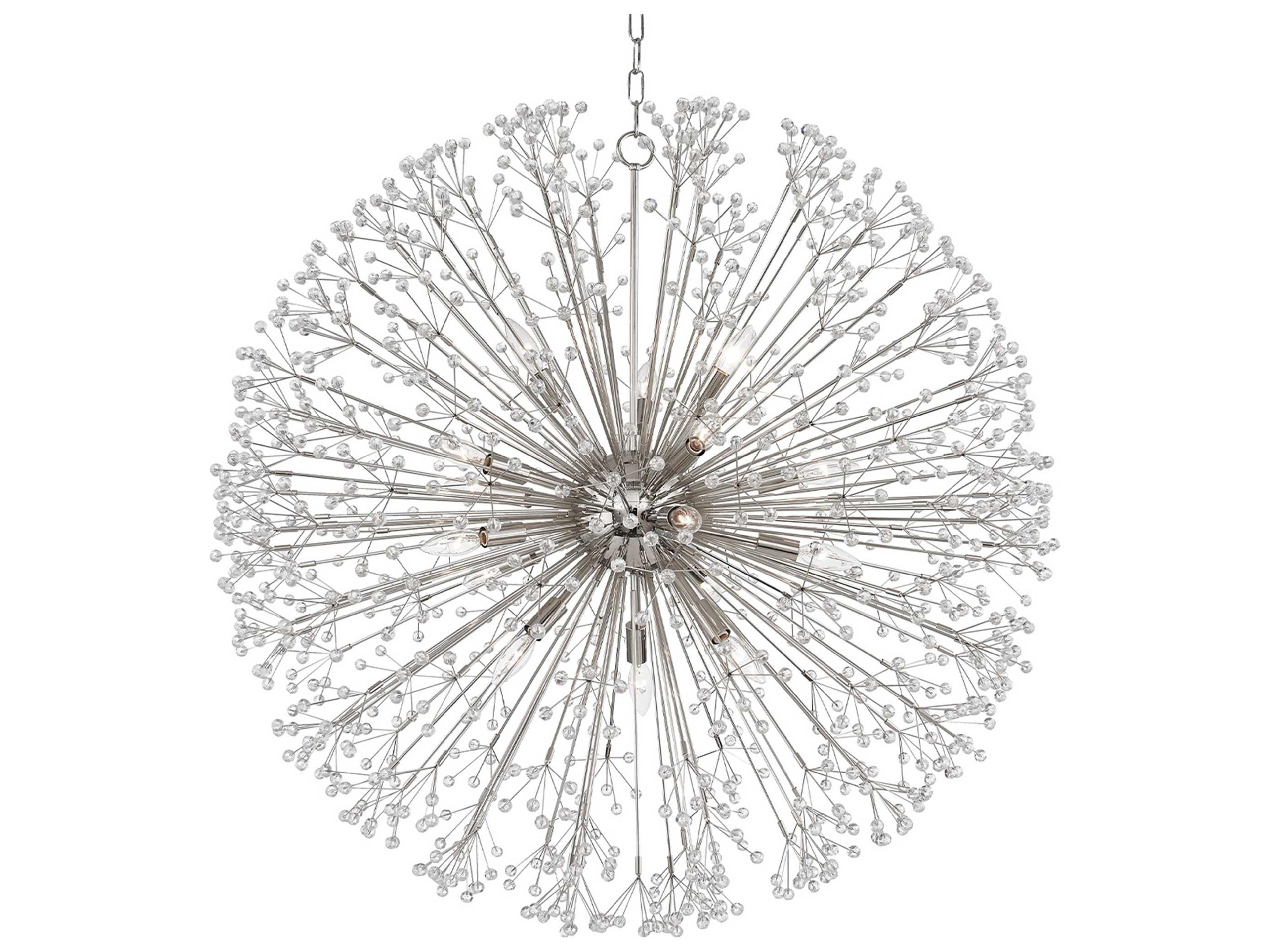 Dunkirk 40 Inch Chandelier Polished Nickel Starburst Crystal