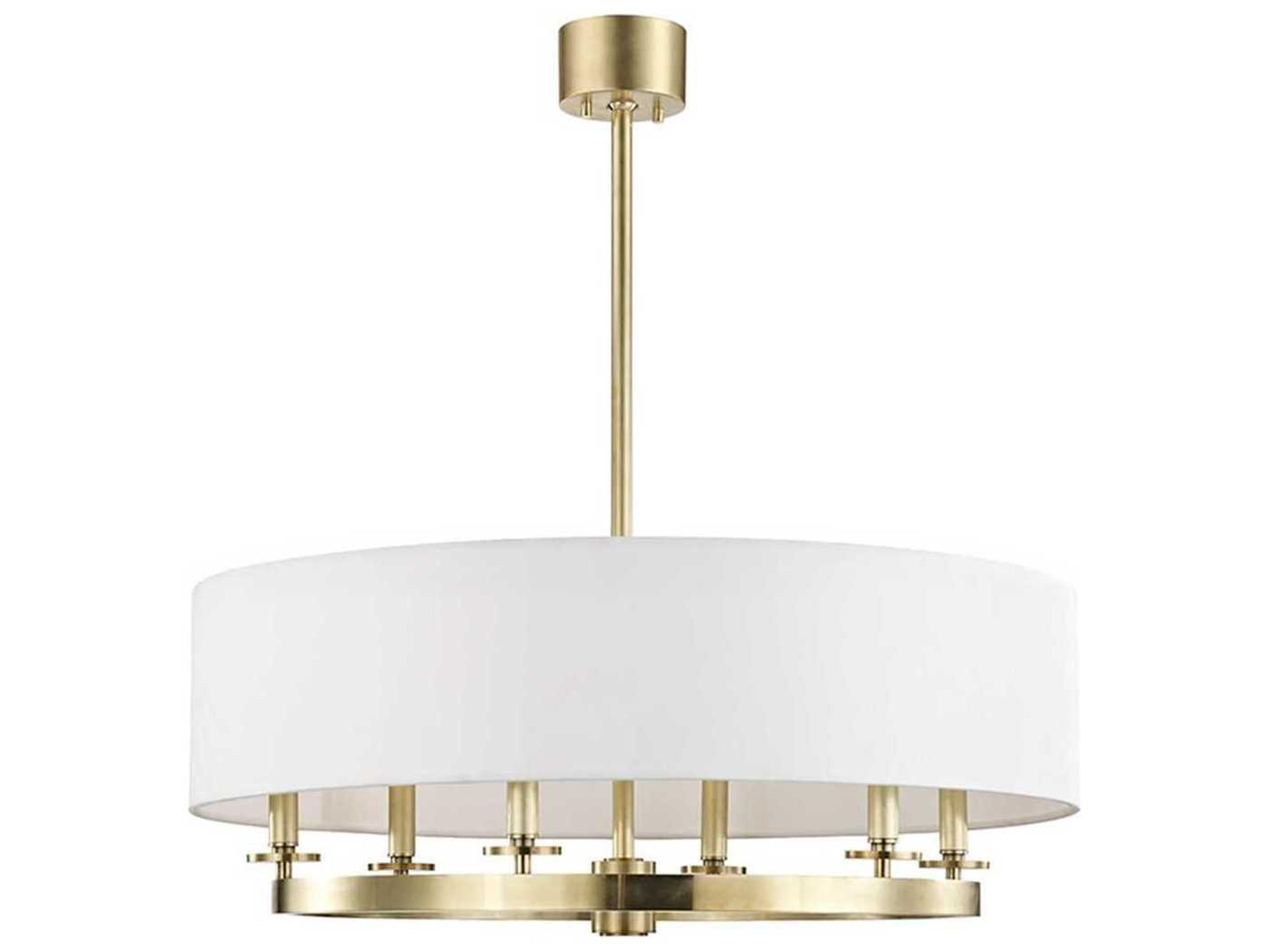 Durham 6-Light Aged Brass Off White Candelabra Drum Chandelier