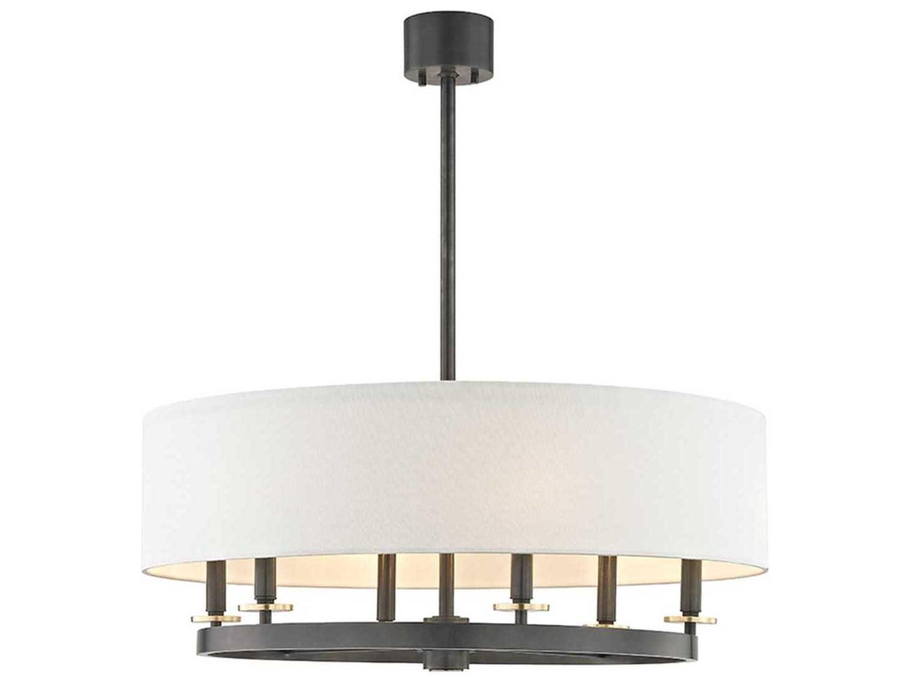 Durham 6-Light Aged Old Bronze Off White Candelabra Drum Chandelier