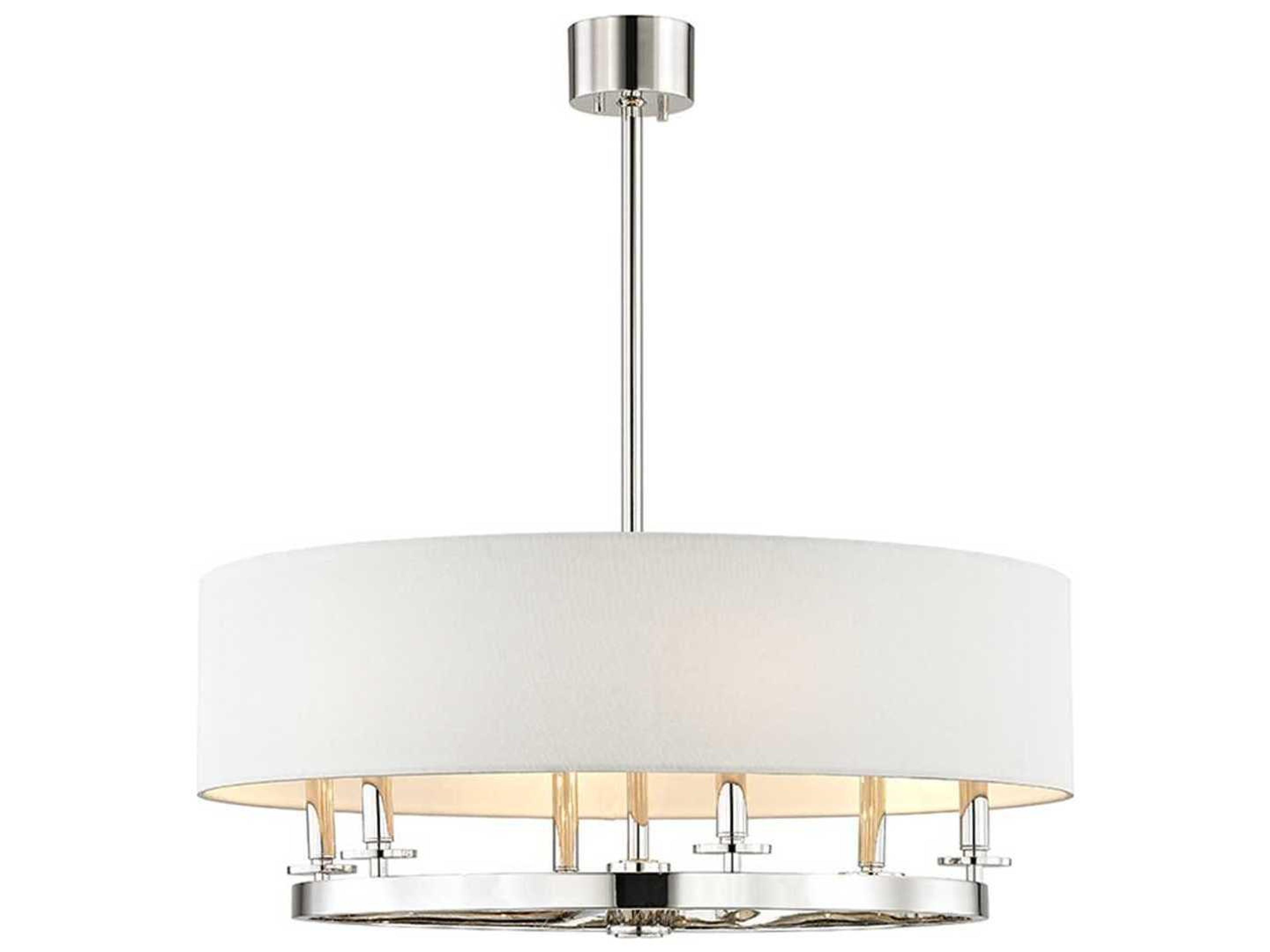 Durham 6-Light Polished Nickel Off White Candelabra Drum Chandelier