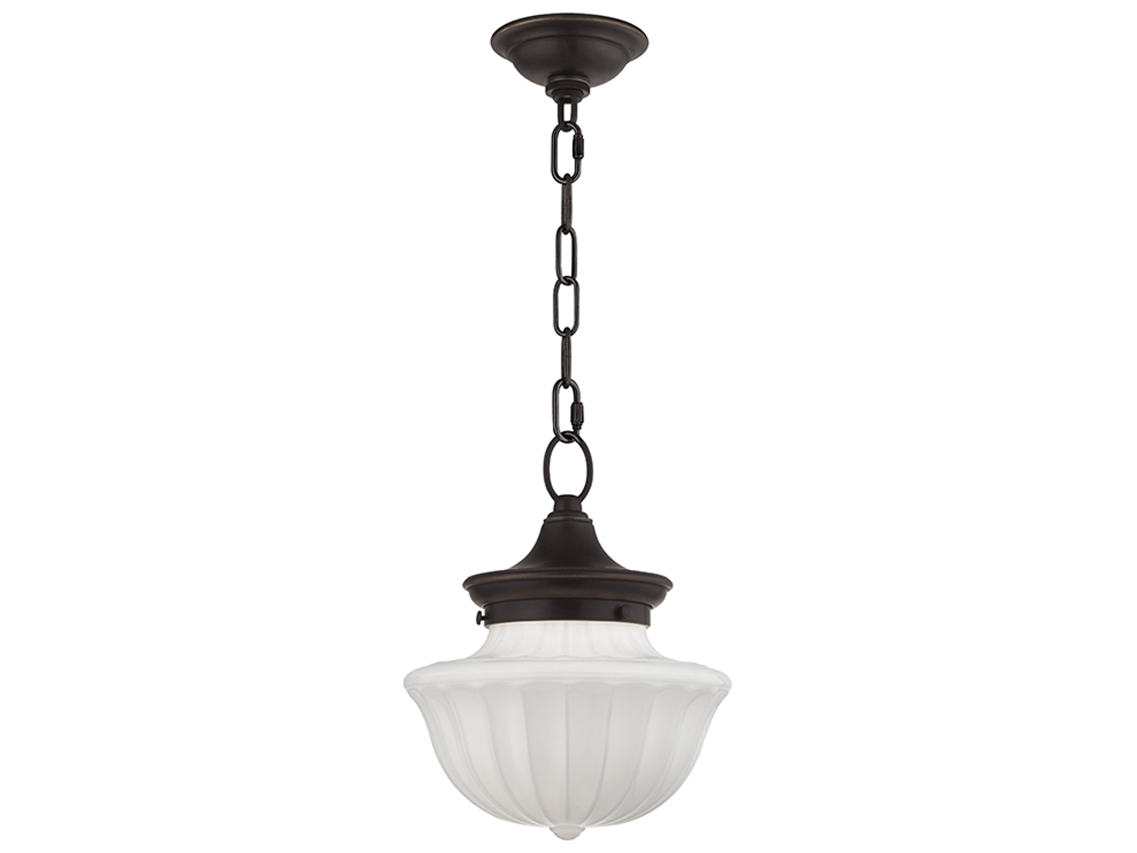 Dutchess 1-Light Old Bronze White Glass Mini Pendant
