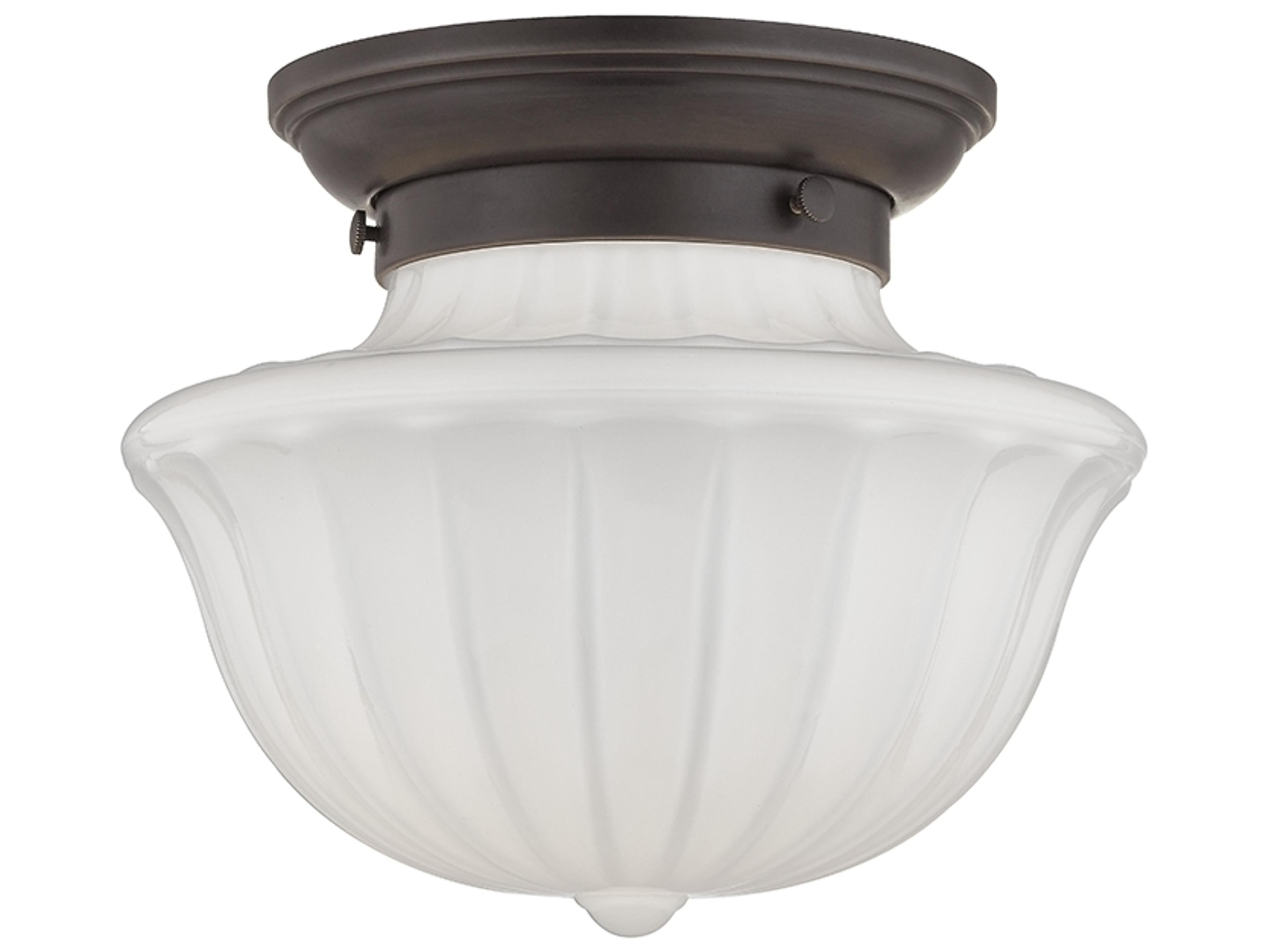 Dutchess 1-Light Old Bronze White Glass Semi Flush Mount
