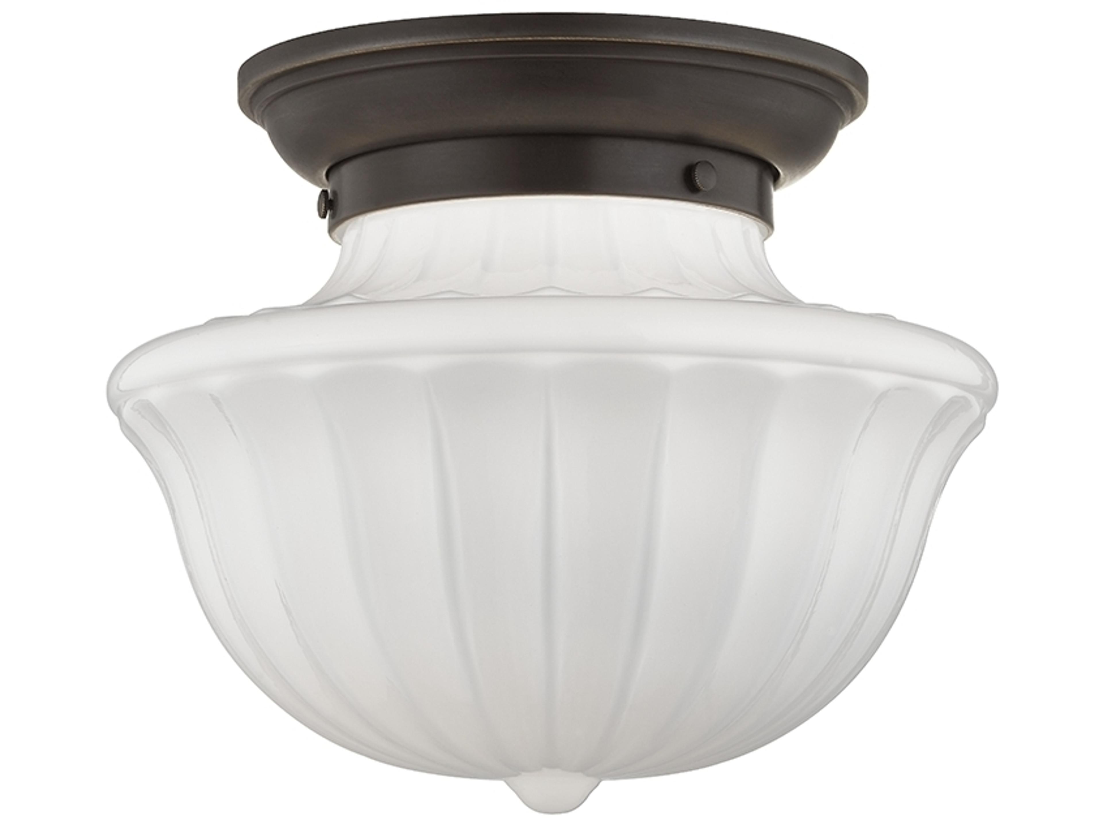 Dutchess 1-Light Old Bronze White Glass Semi Flush Mount