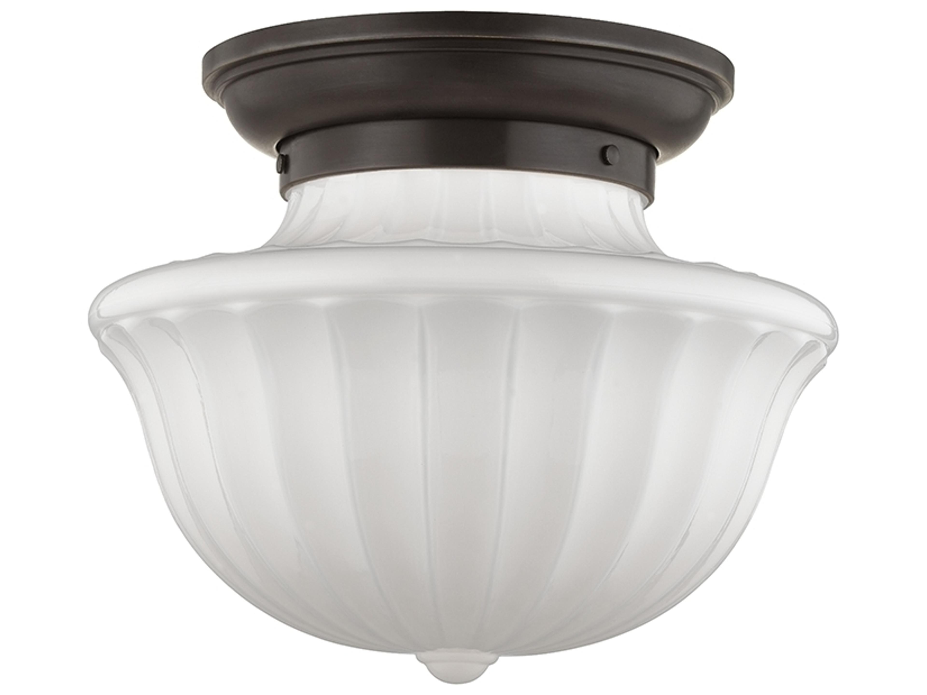 Dutchess 2-Light Old Bronze White Glass Semi Flush Mount