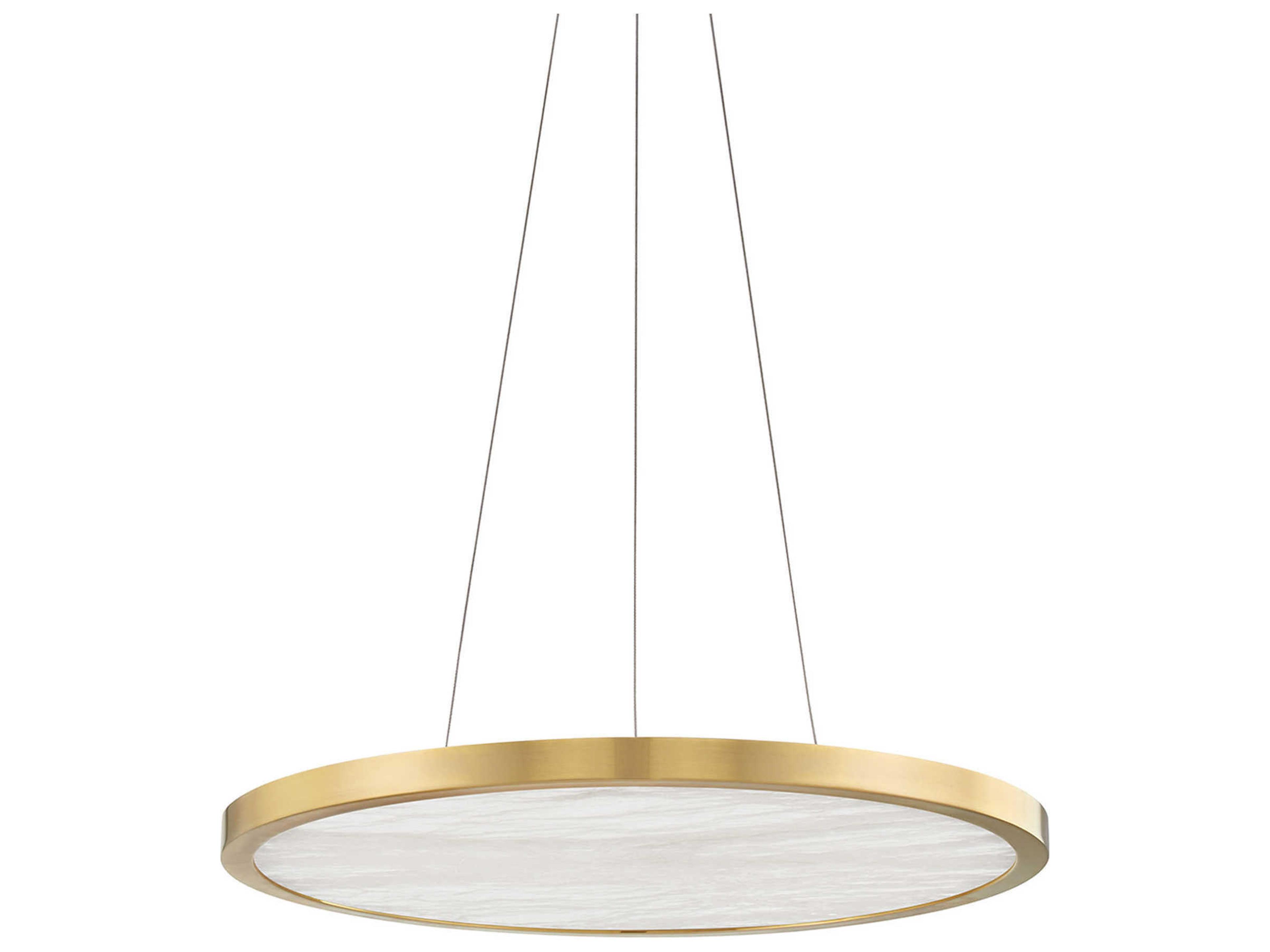Eastport 1-Light Aged Brass Glass LED Round Pendant
