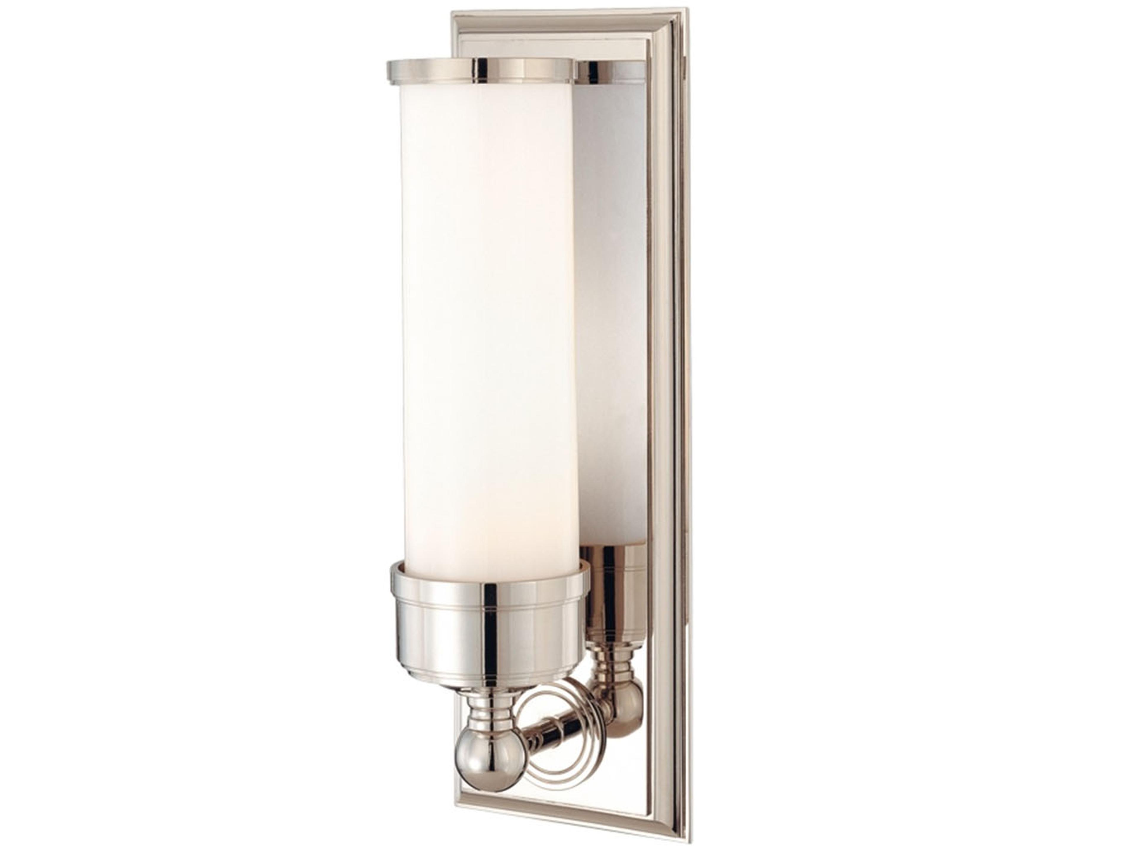 Everett 1-Light Polished Nickel Off White Glass Wall Sconce