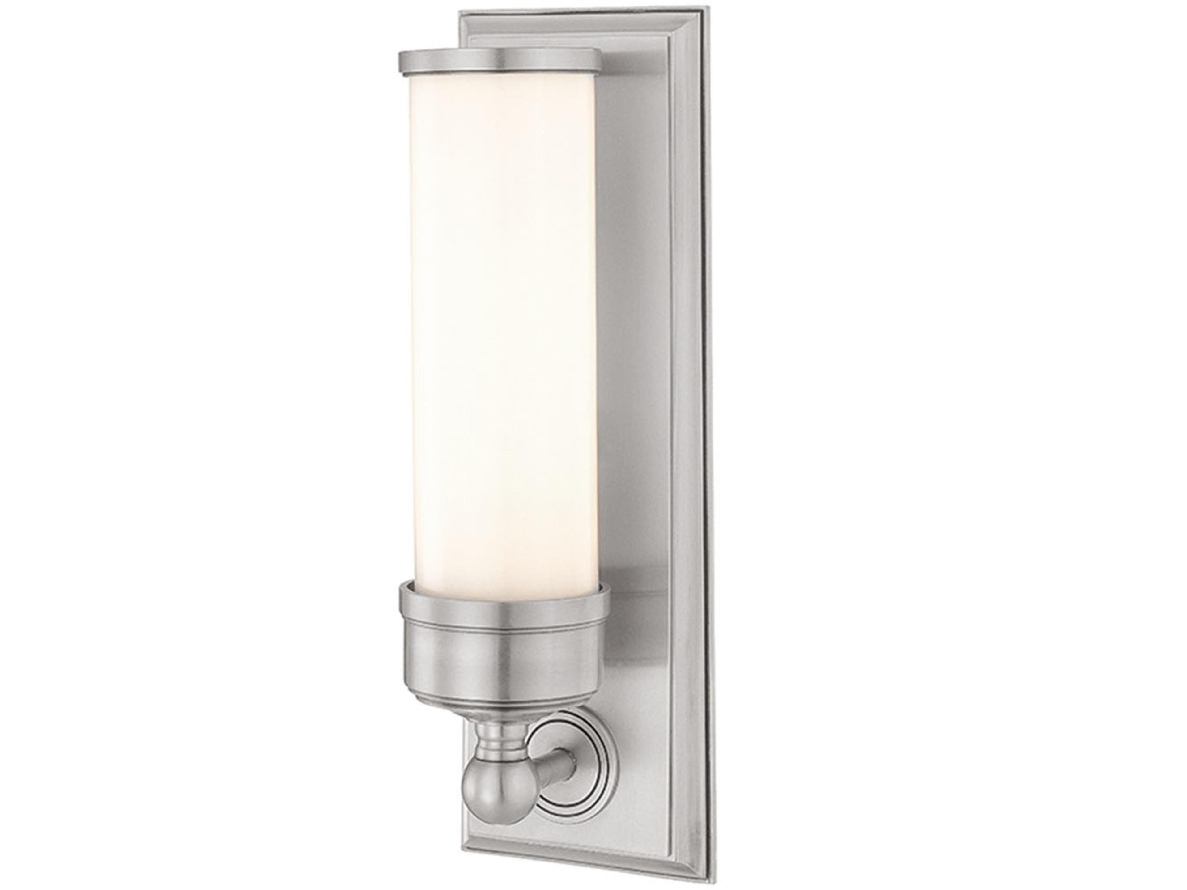 Everett 1-Light Satin Nickel Off White Glass Wall Sconce