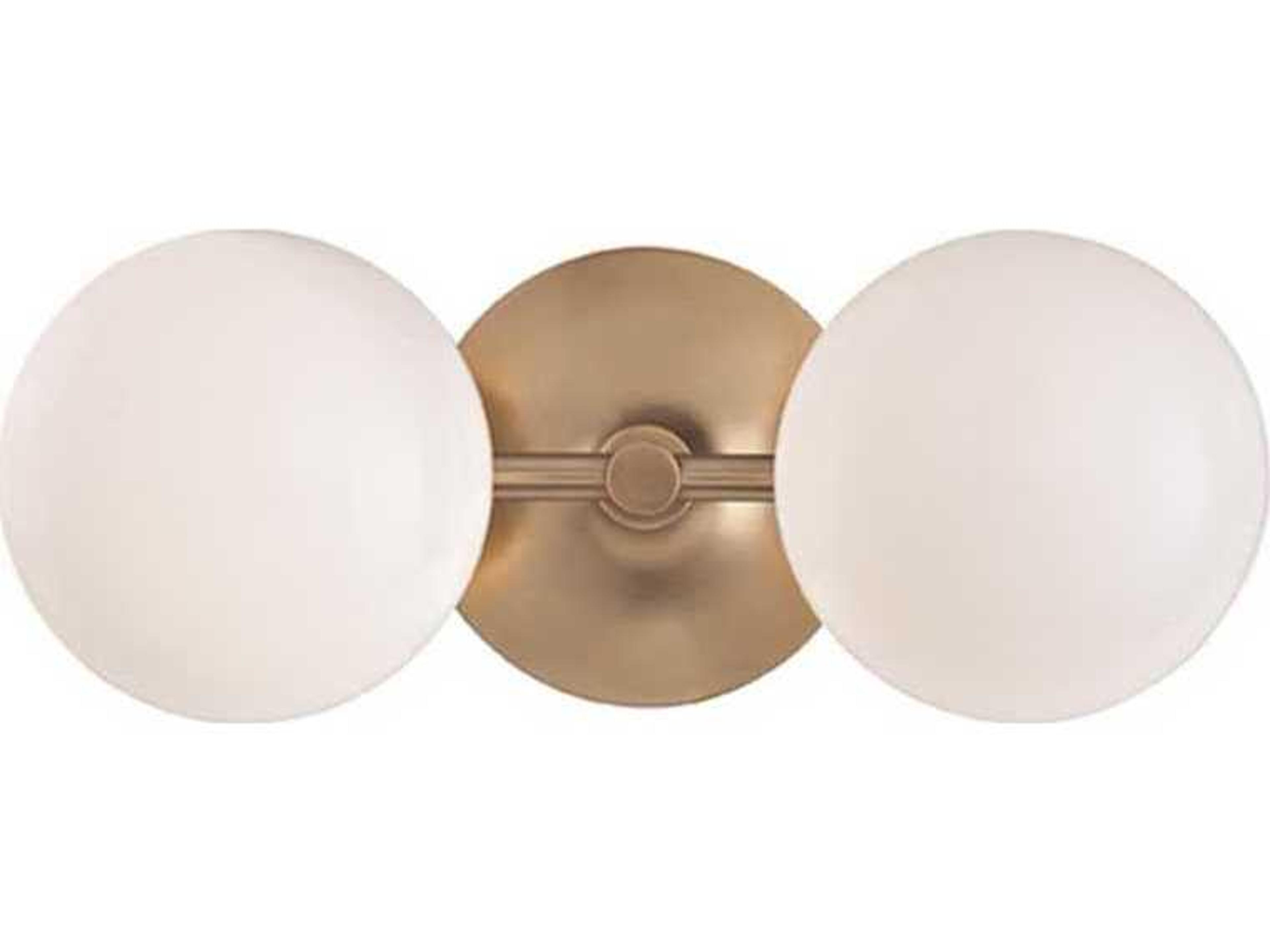 Hudson Valley Fleming 2-Light Aged Brass Off White Glass LED Vanity Light