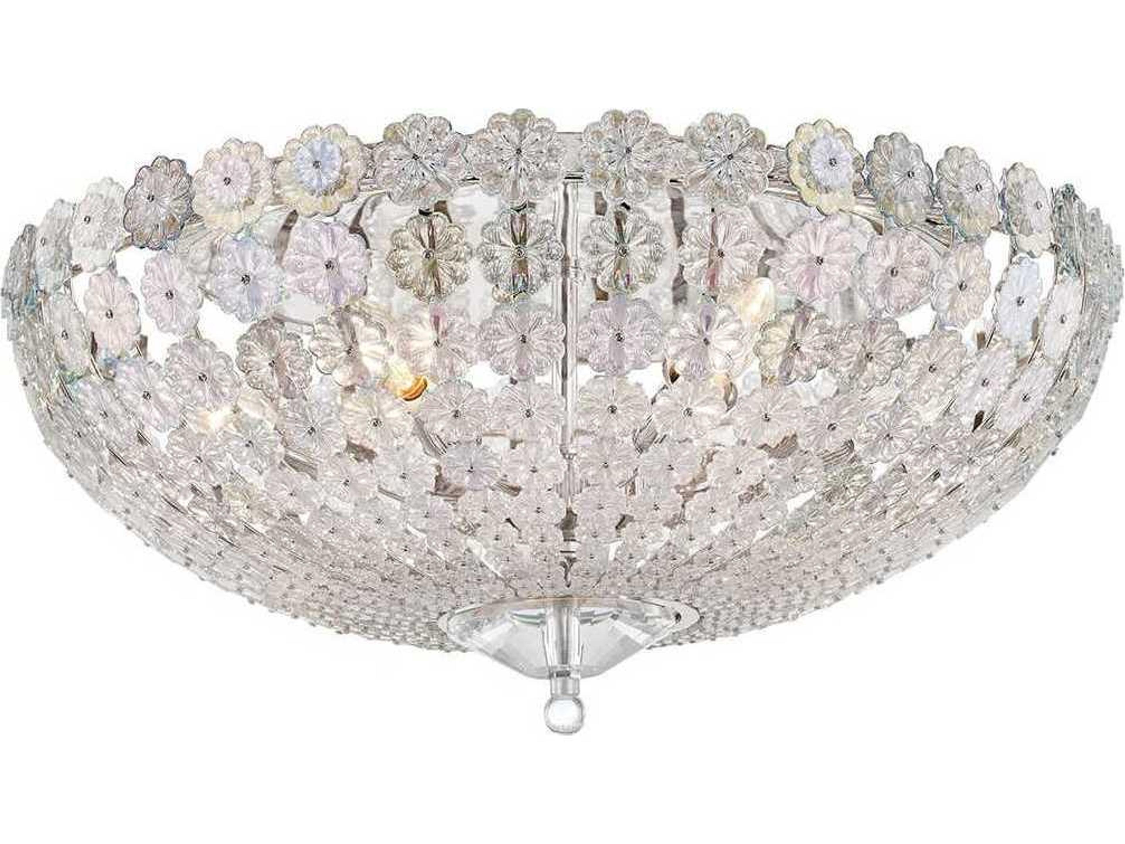 Floral Park 6-Light Polished Nickel Glass Bowl Flush Mount