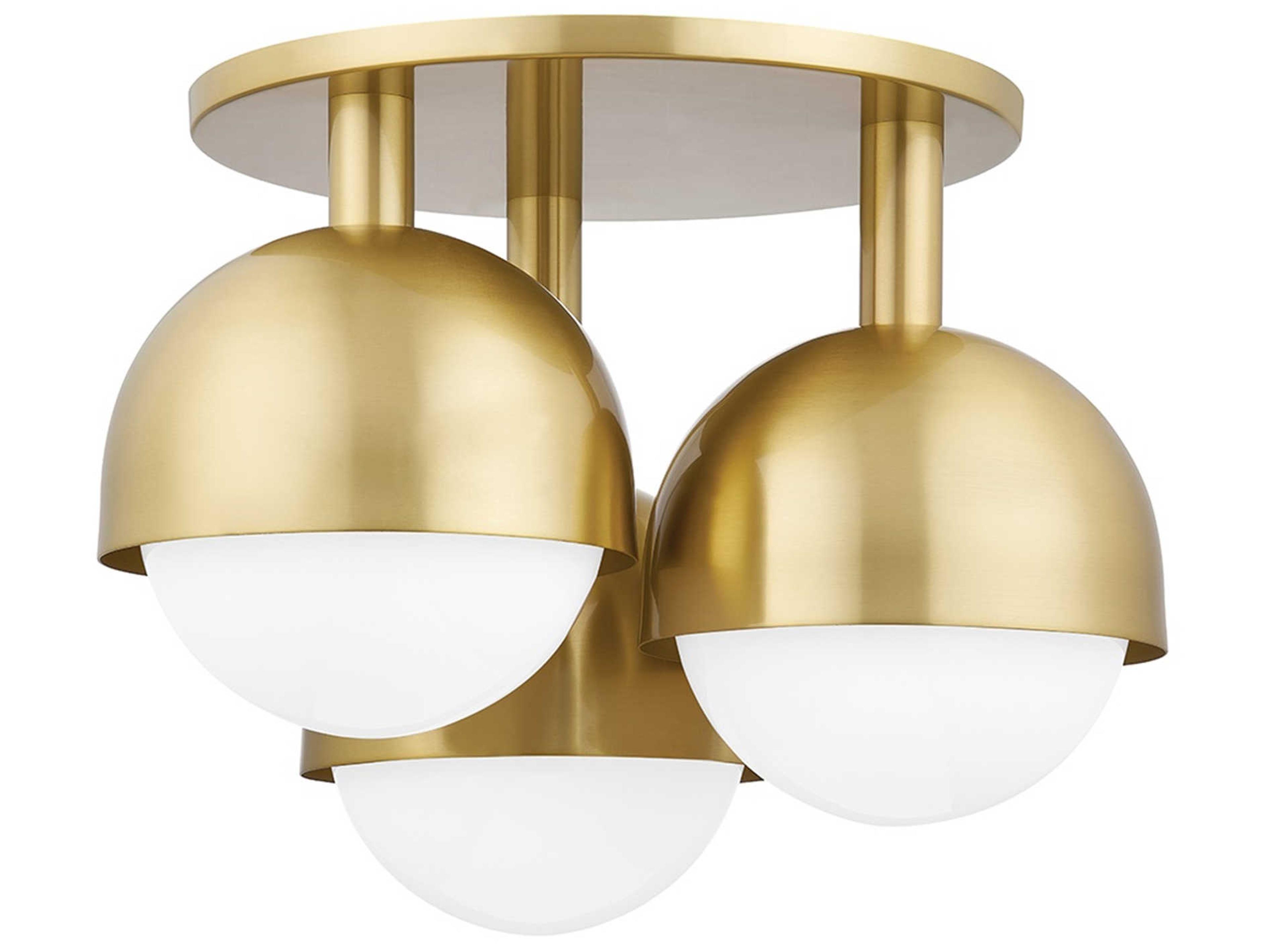 Foster 3-Light Aged Brass Glass Semi Flush Mount