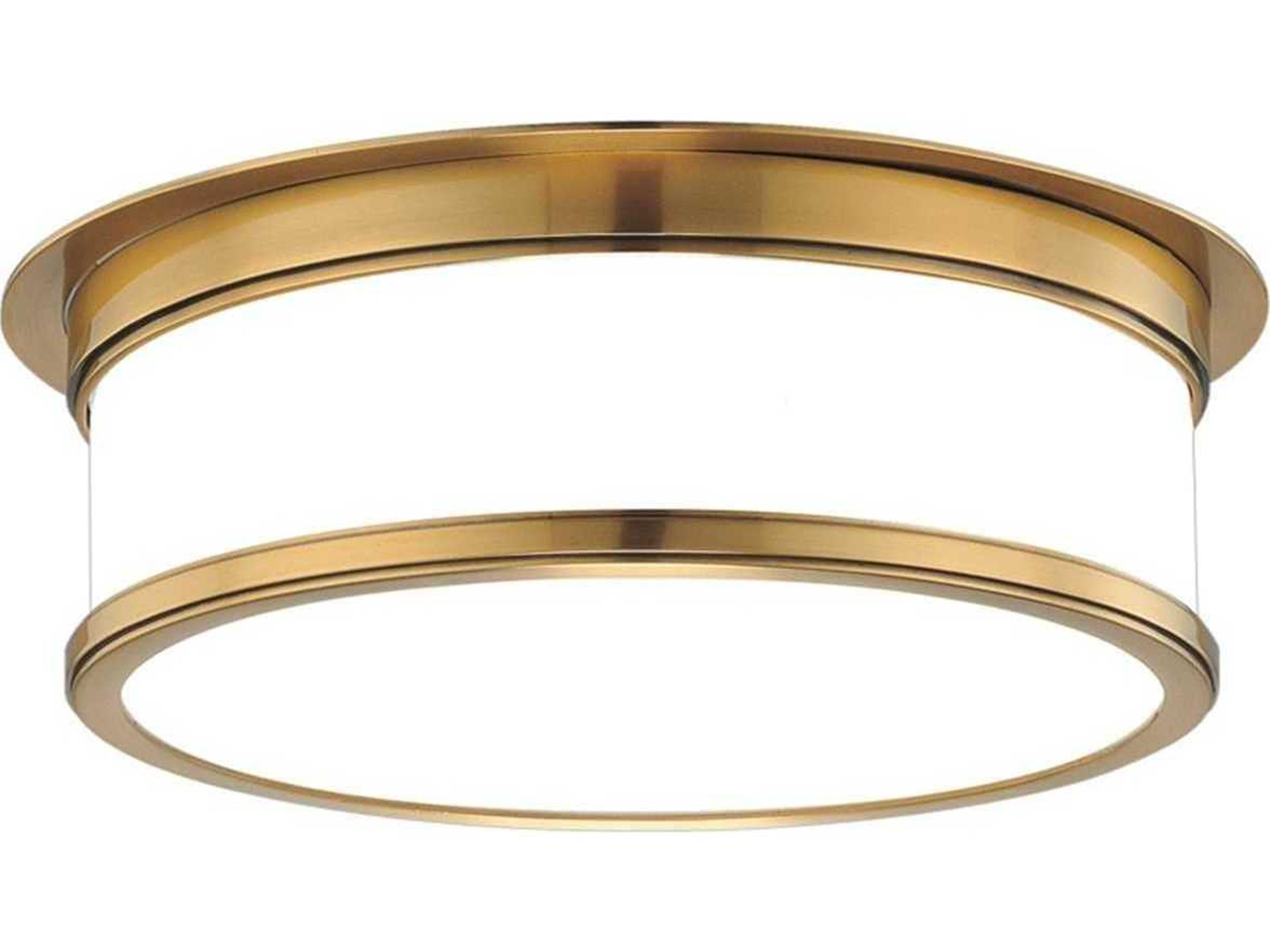 Geneva 3-Light Aged Brass Glass Drum Flush Mount