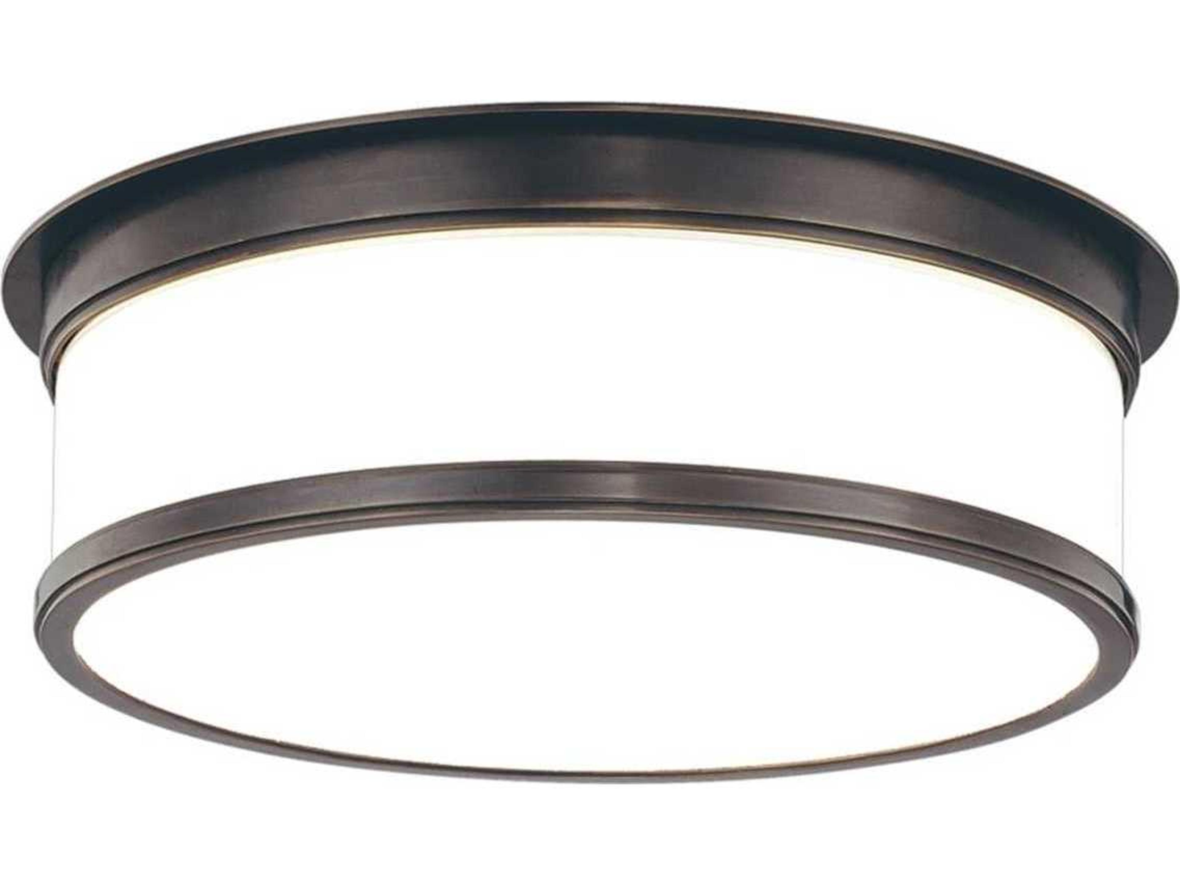 Geneva 3-Light Old Bronze Glass Drum Flush Mount
