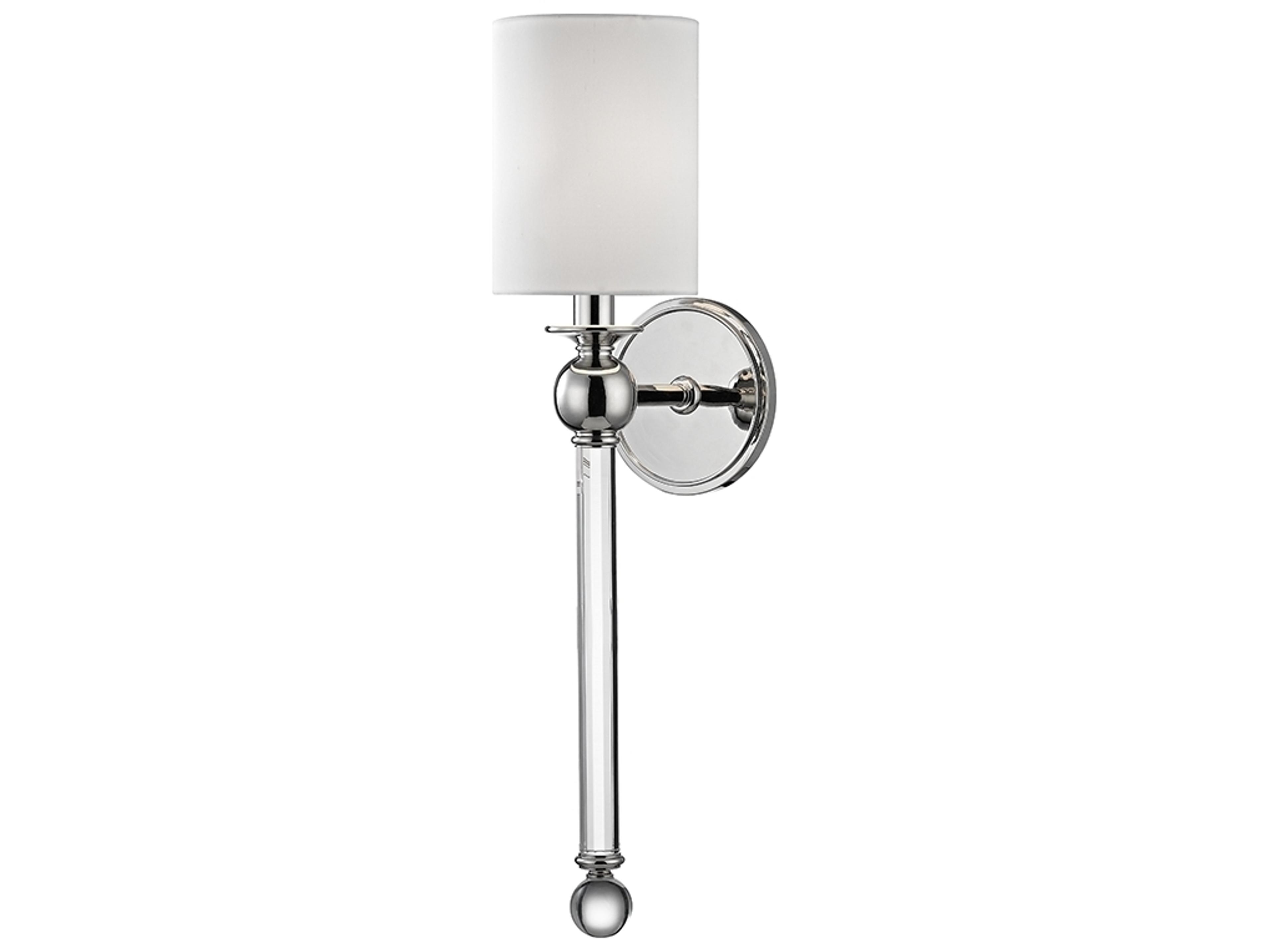Gordon 1-Light Polished Nickel White Crystal Wall Sconce