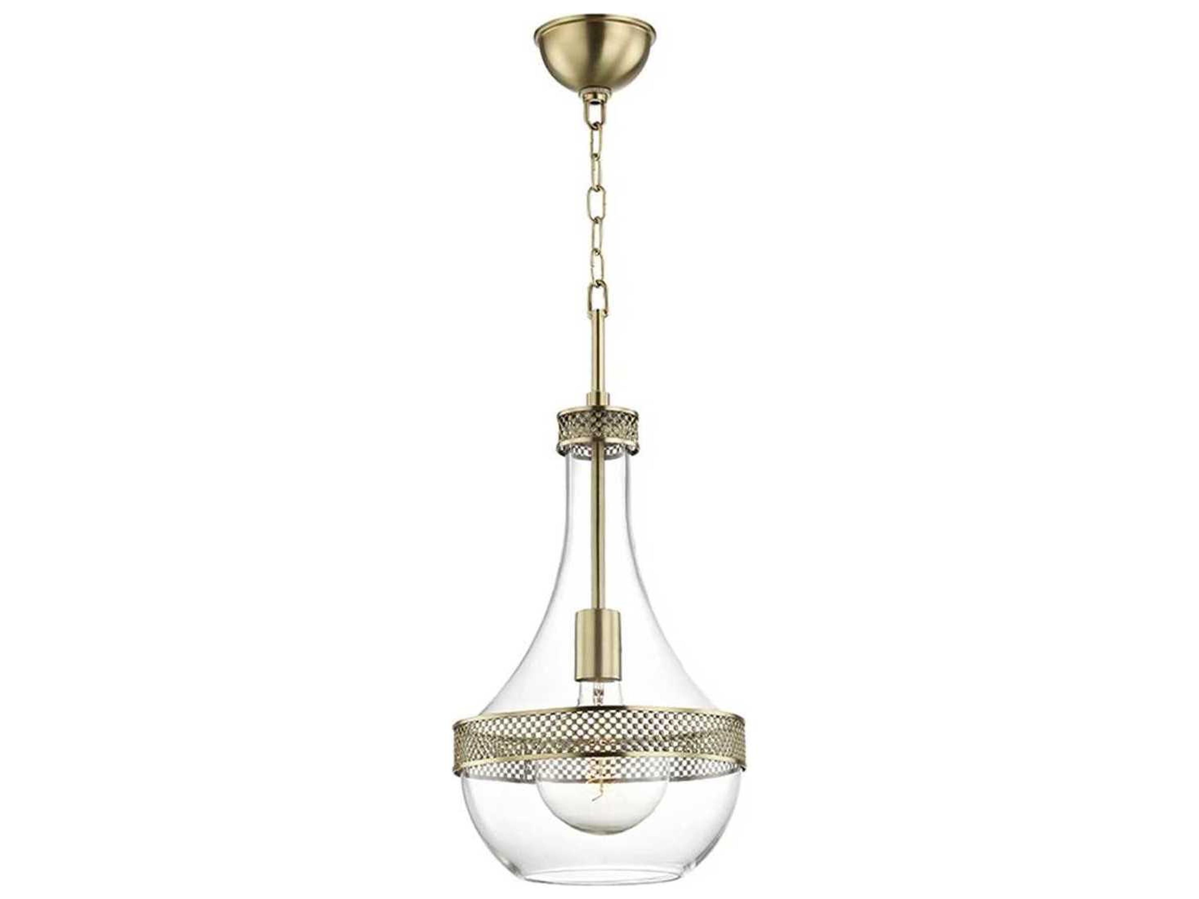 Hagen 1-Light Aged Brass Clear Glass Mini Pendant
