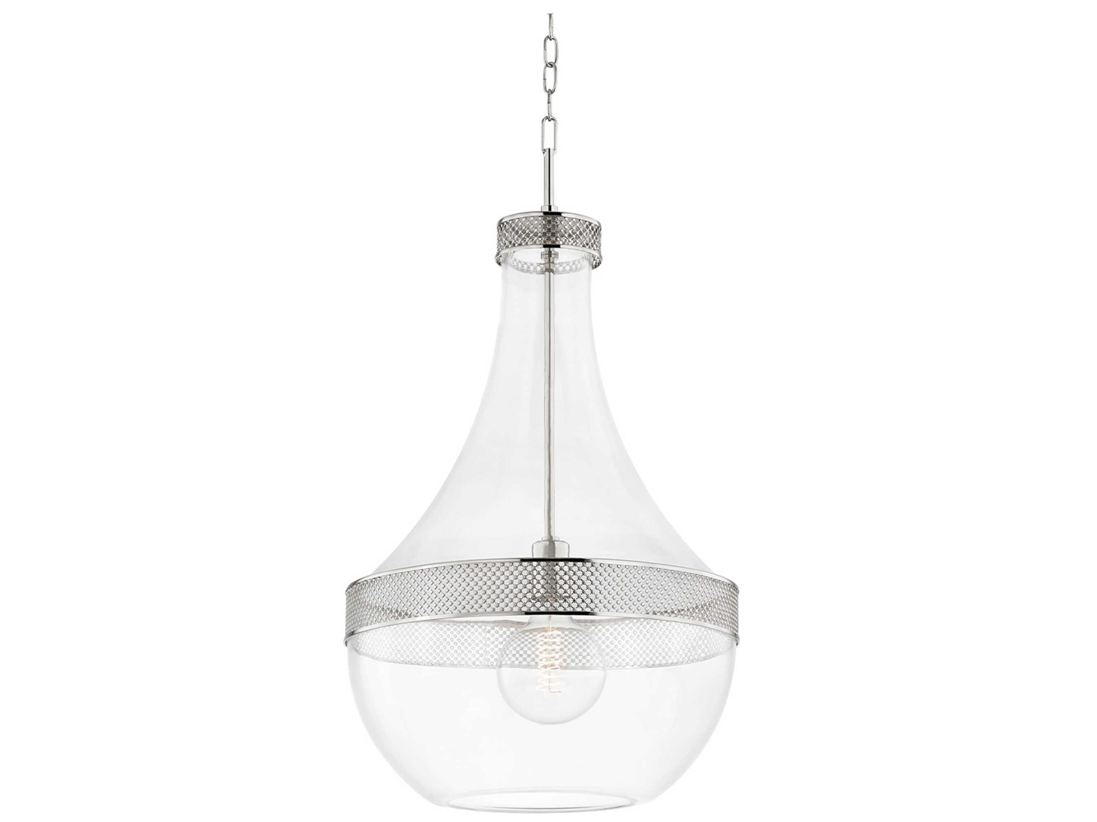 Hagen 1-Light Polished Nickel Glass Pendant
