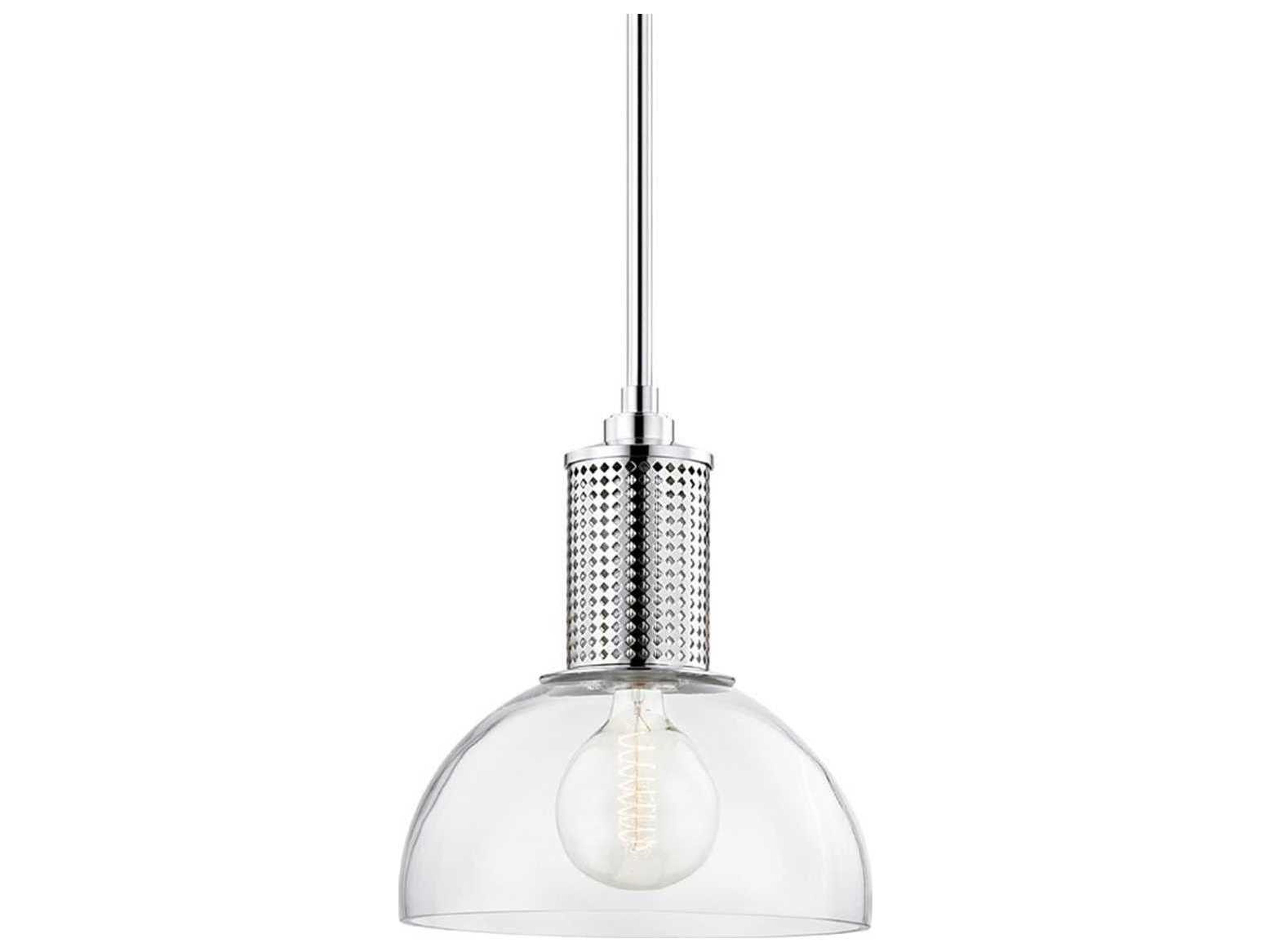 Halcyon 1-Light Polished Nickel Clear Glass Bowl Pendant