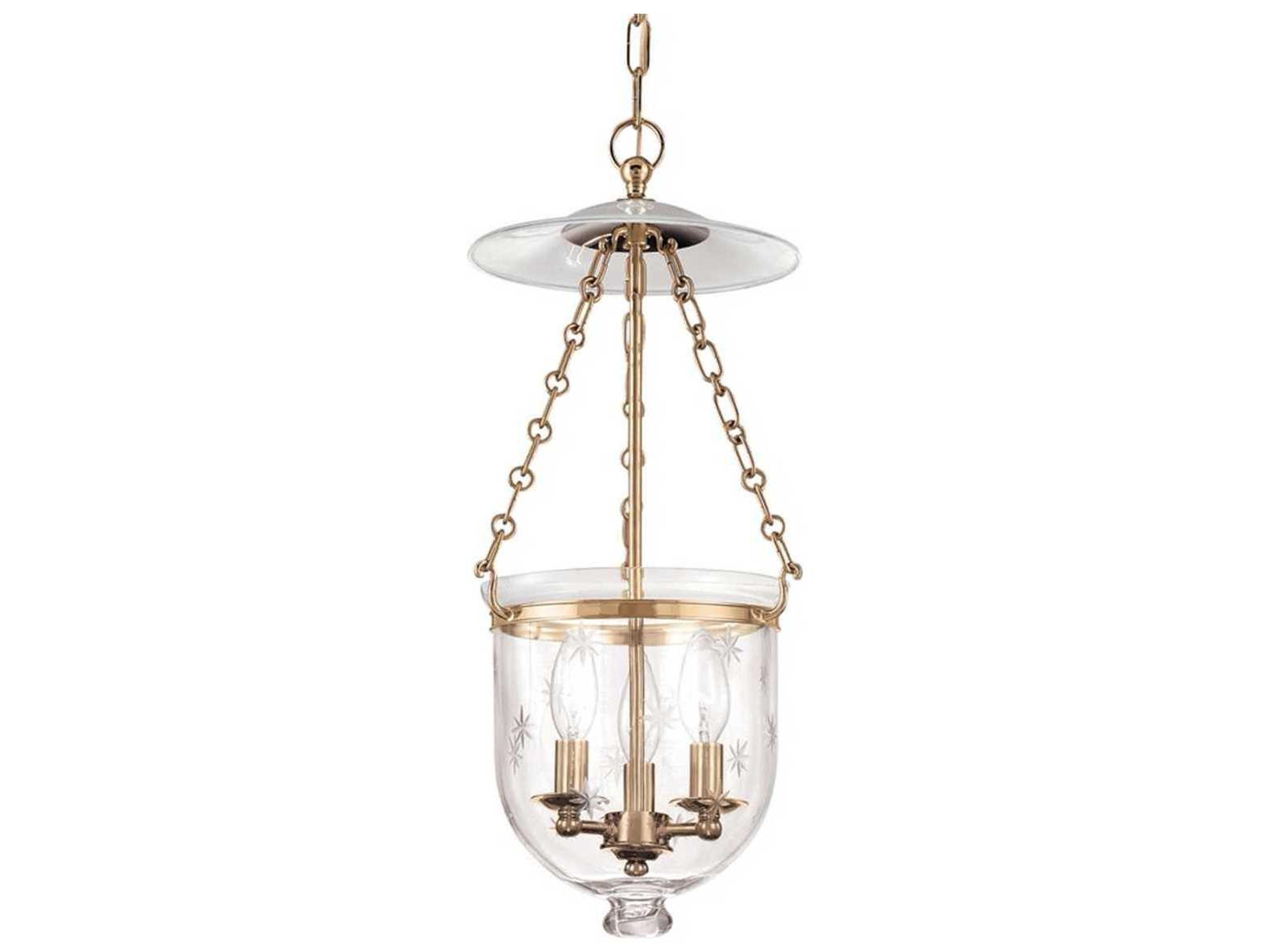 Hampton 3-Light Aged Brass Clear Glass Bell Candelabra Chandelier